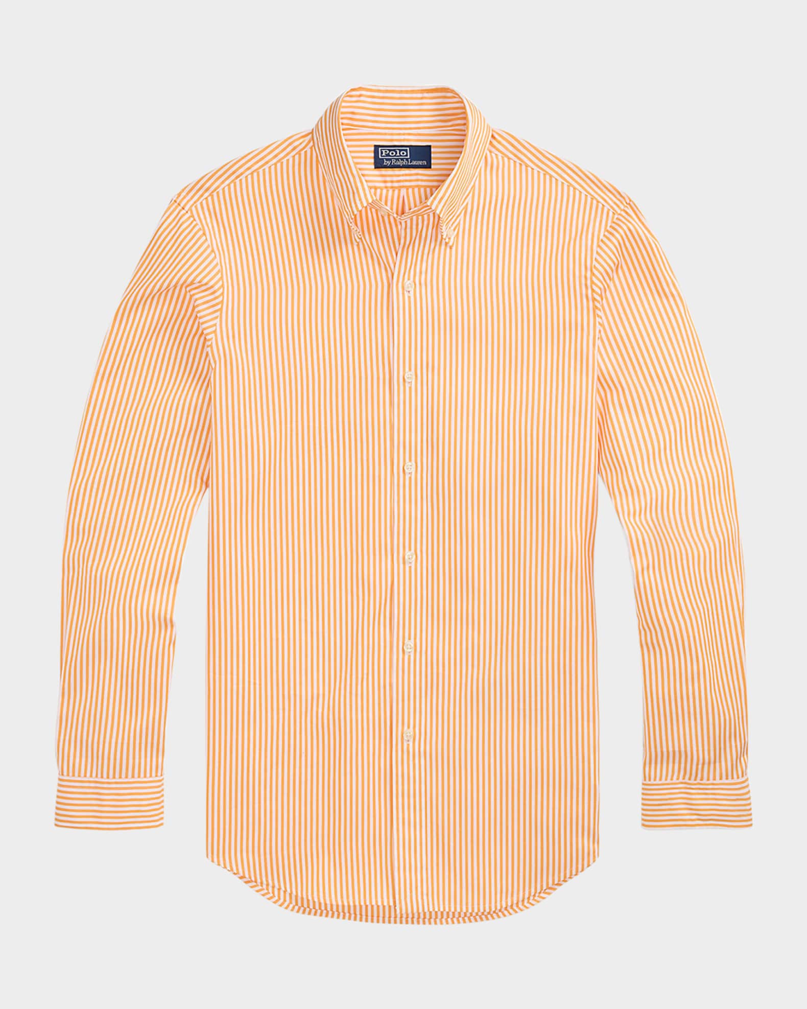 Polo Ralph Lauren Unisex Classic Fit Striped Poplin Shirt Orange