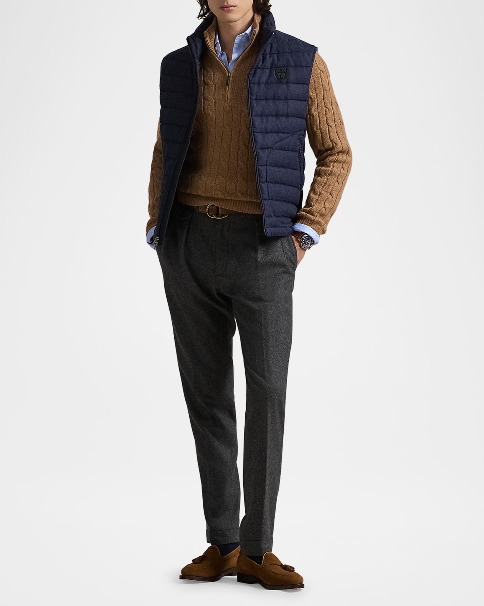Men's Quilted Linen Down Vest 1