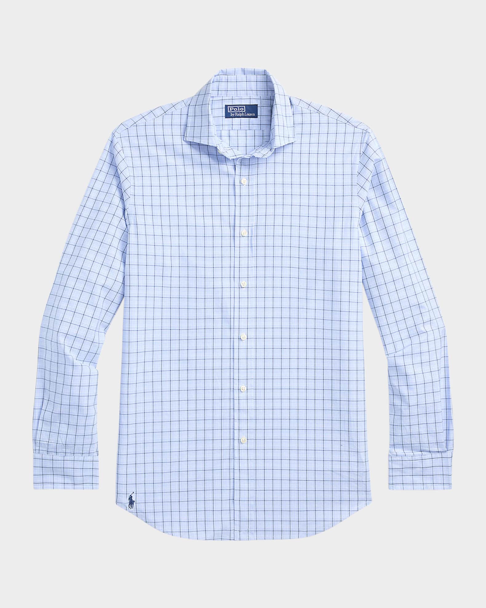 ★★POLO RALPH LAUREN★★ Custom fit poplin shirt blue check Genuine POLO RALPH LAUREN Custom Fit Check Stretch Poplin