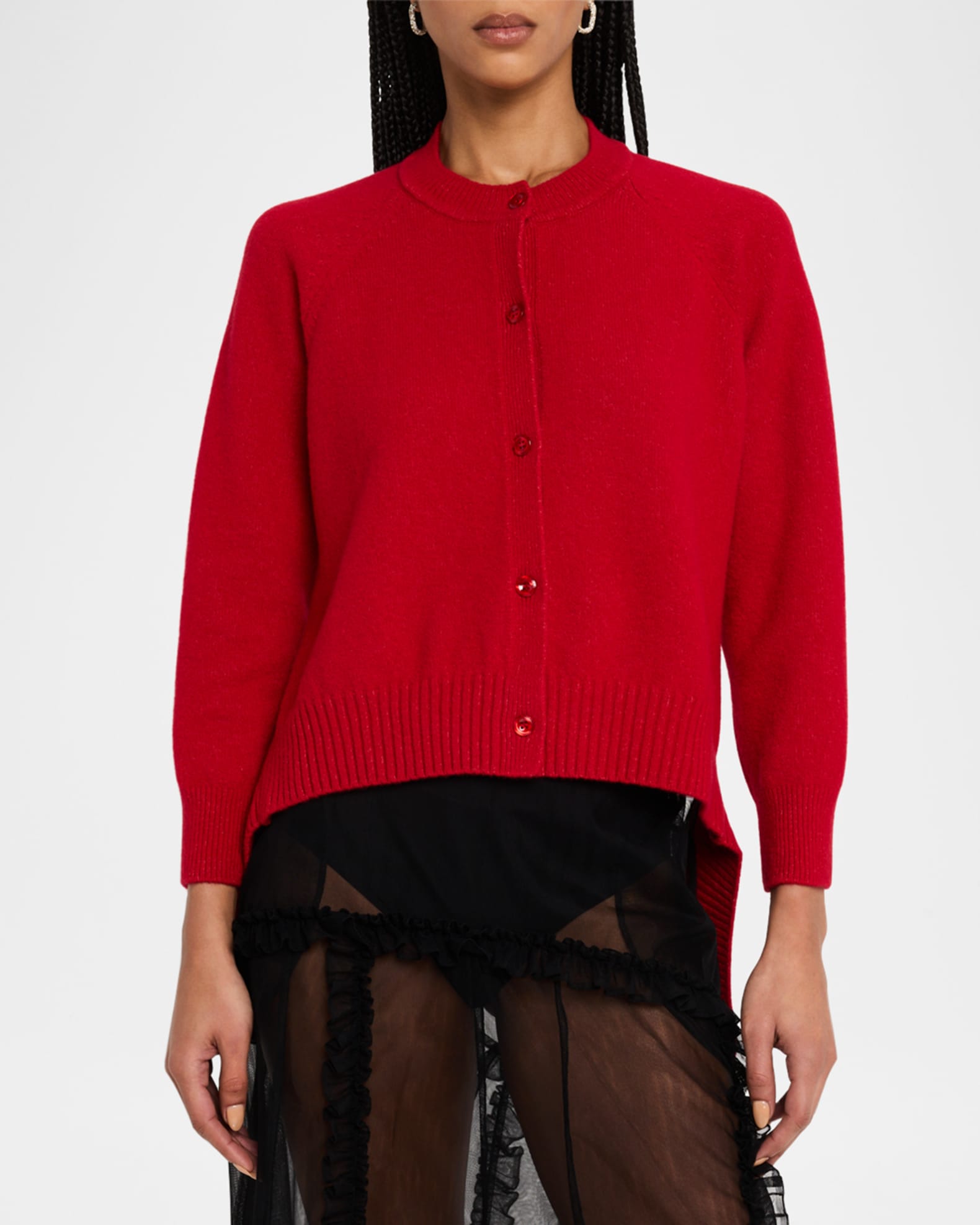 Simone Rocha Backless Long Sleeve Wool Cardigan | Neiman Marcus
