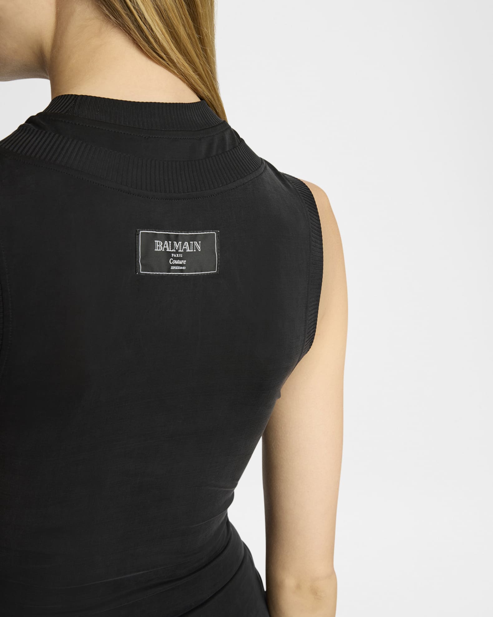 Balmain Double-Collar Twisted Tank Top | Neiman Marcus