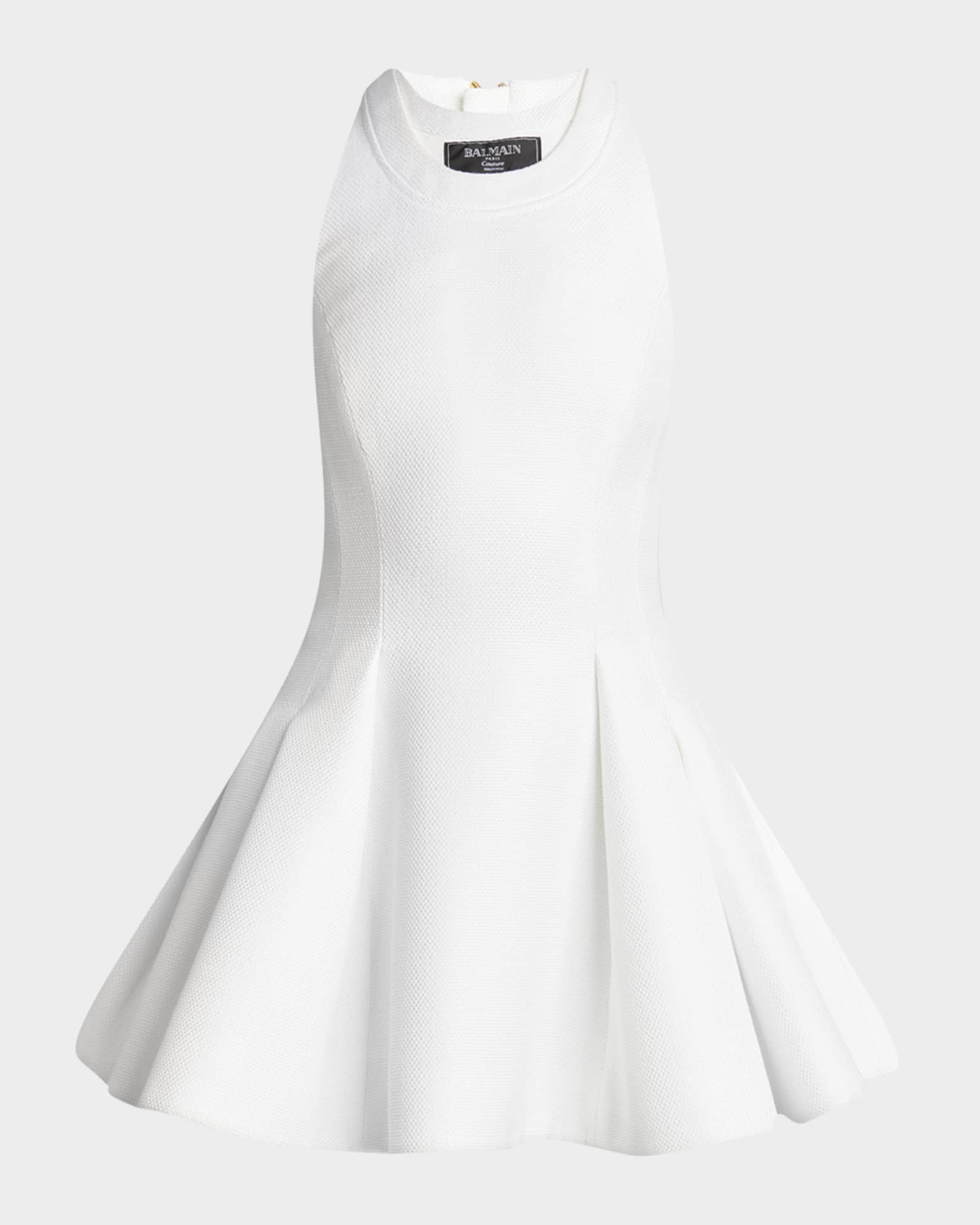 消費税無し Balmain Halter Double-Collar Sleeveless Mini Flare Dress ワンピース