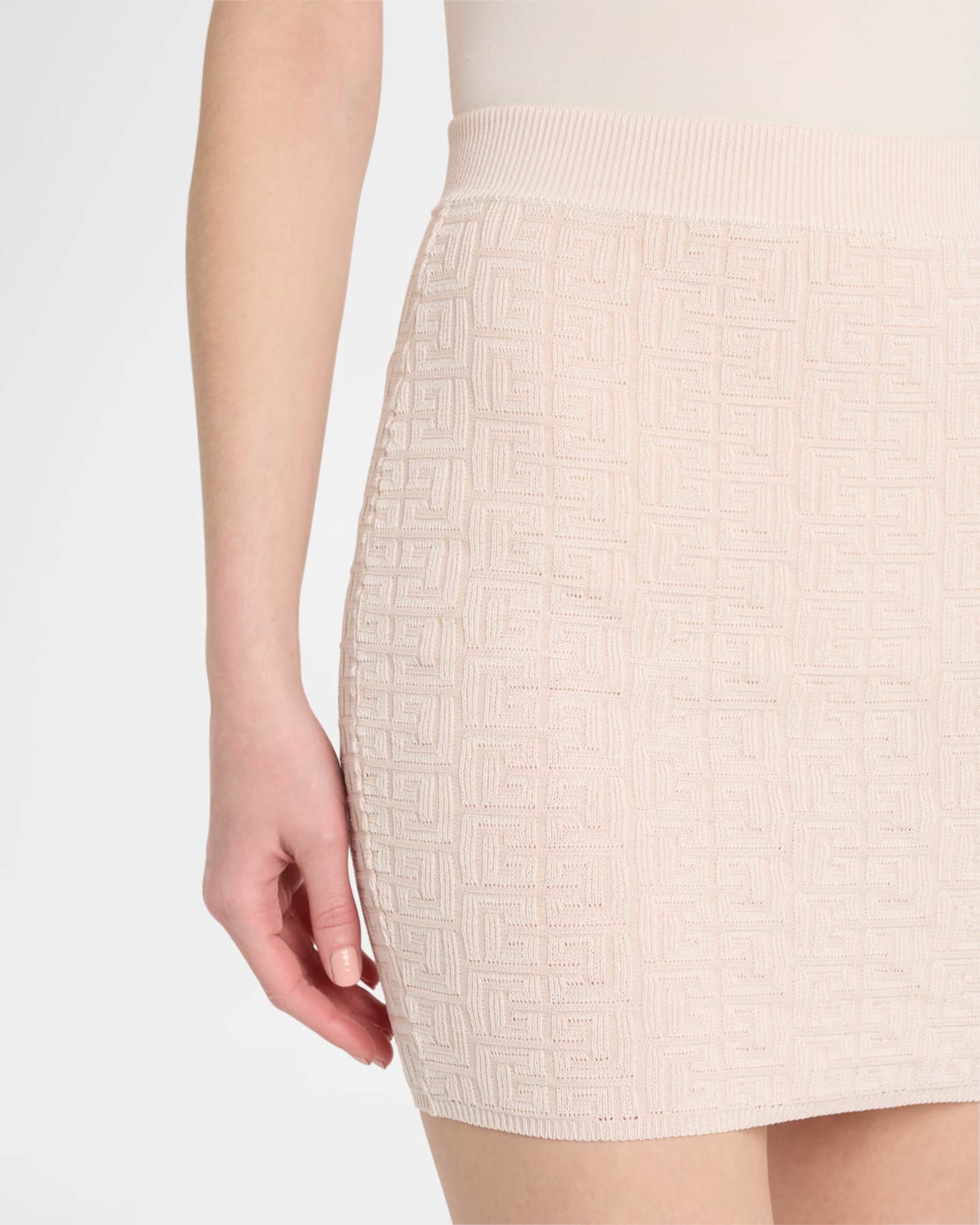 Balmain Monogram Knit Mini Skirt | Neiman Marcus