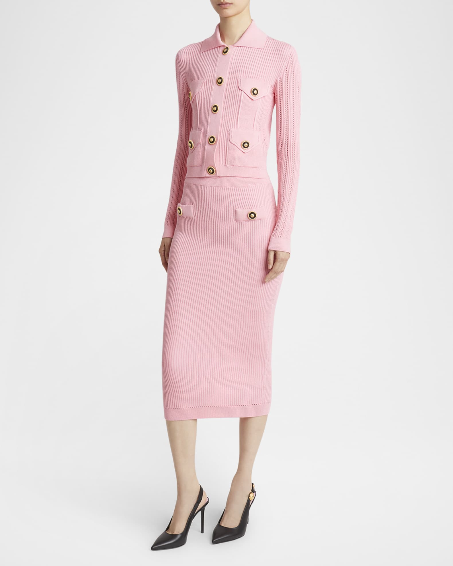 スカート BALMAIN BUTTONED MIDI SKIRT Balmain 2-Pockets Buttoned Rib Midi Skirt | Neiman Marcus
