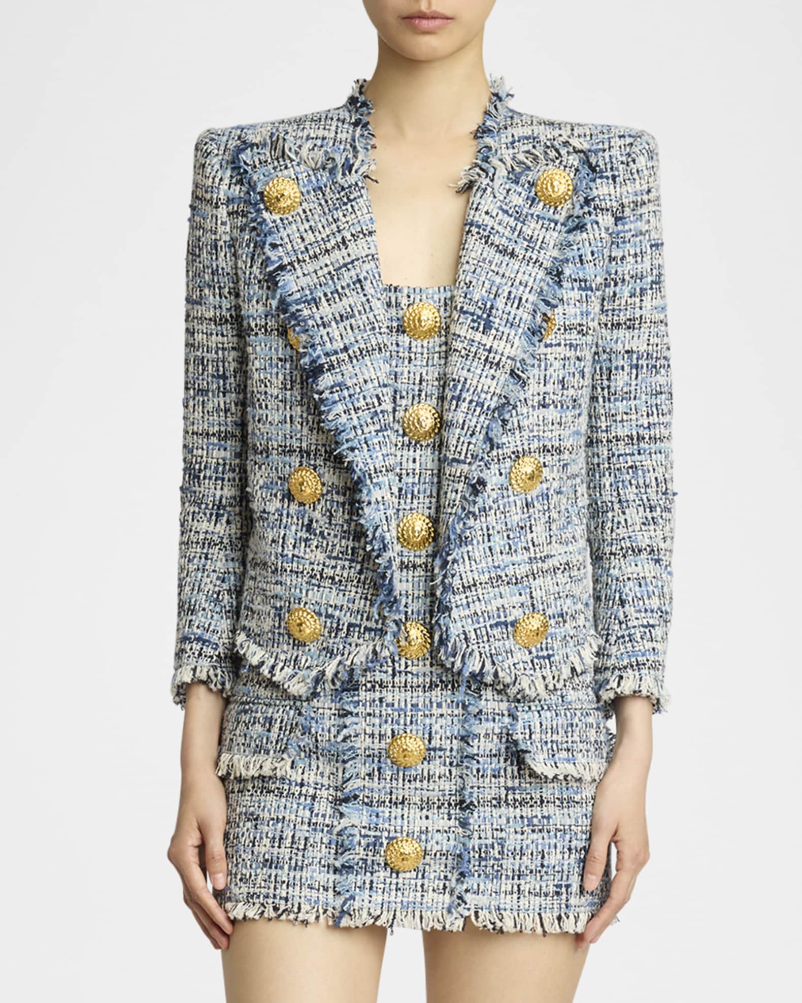 Balmain Spencer Side-To-Side Tweed Jacket | Neiman Marcus