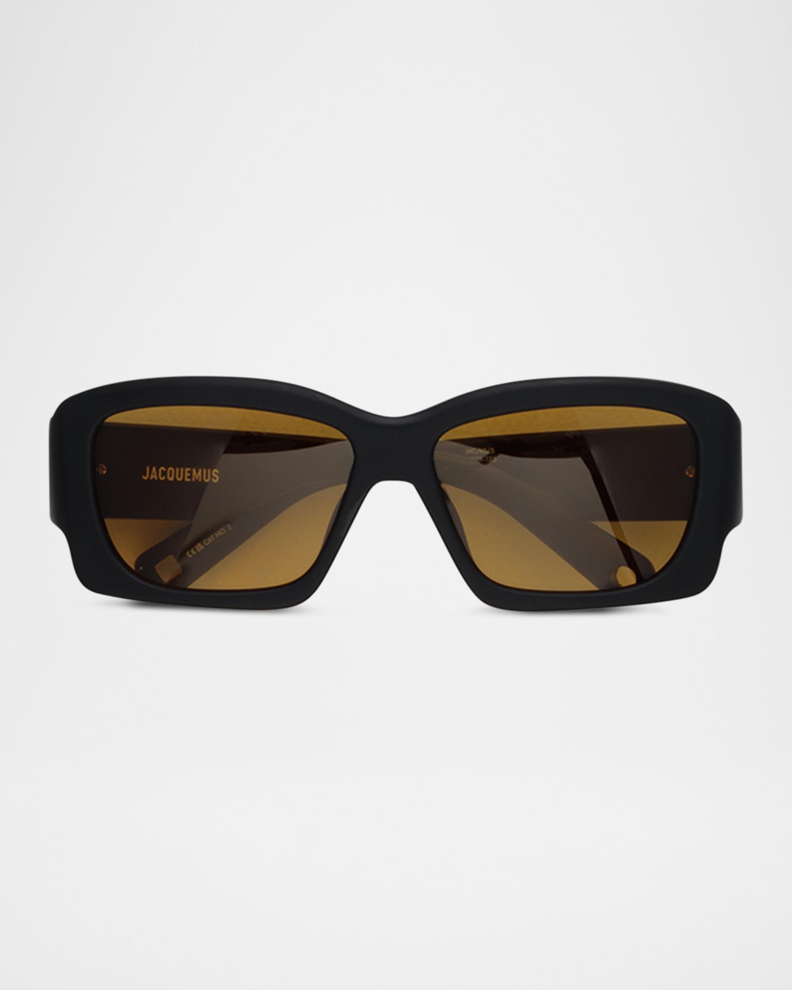 Jacquemus Croisiere Rectangular Sunglasses JAC60S 003 Tortoise 56mm La Croisière Jacquemus Sunglasses Matte Black - eye-oo.com main image 4