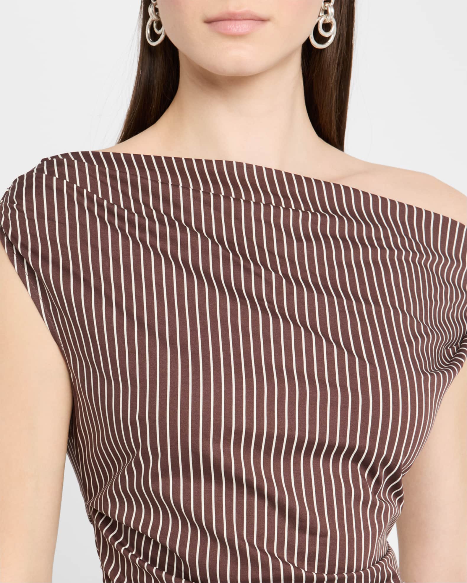 STAUD Phare Striped Asymmetric Maxi Dress | Neiman Marcus