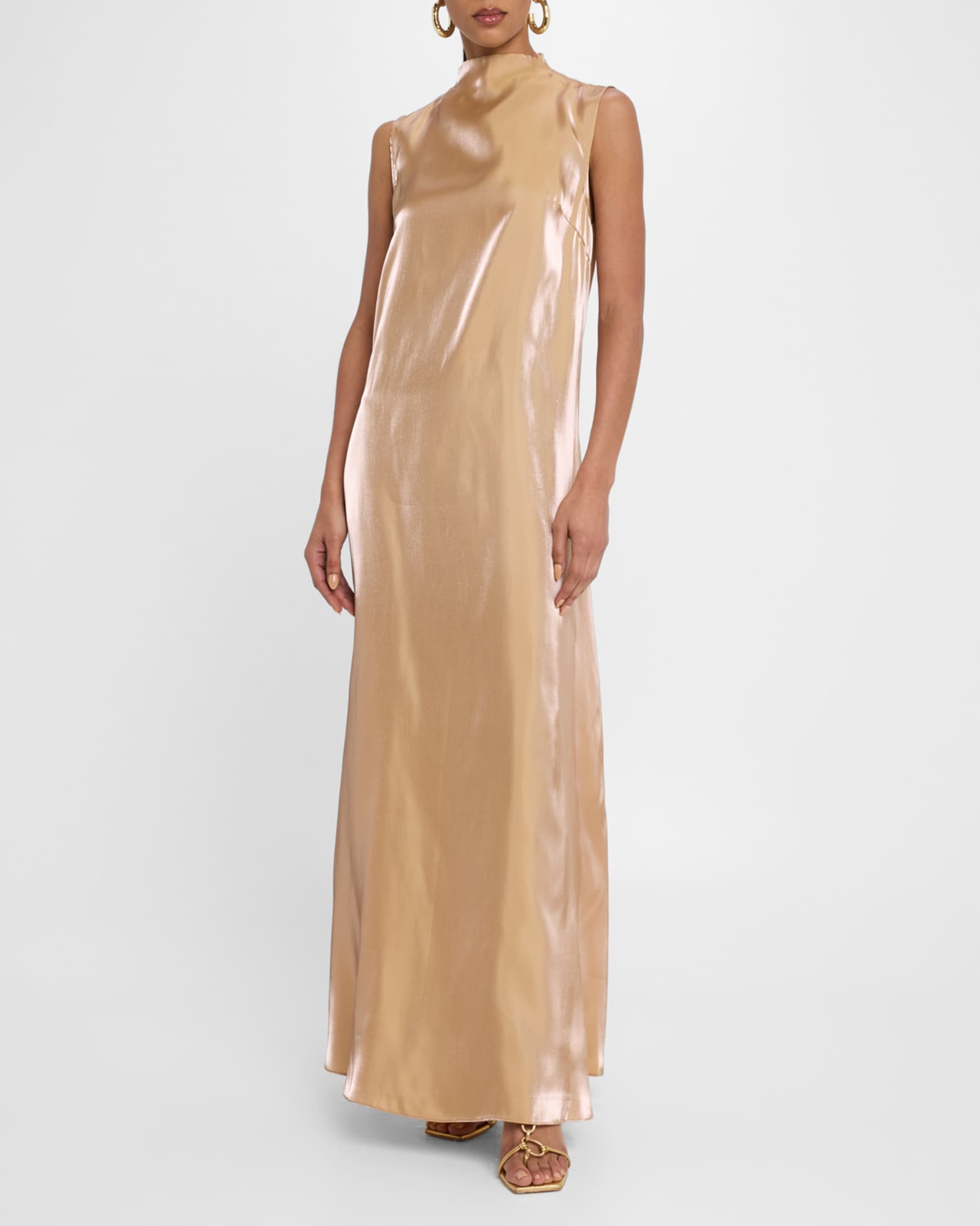 Araya Funnel-Neck Organza Dress - Thumbnail 2