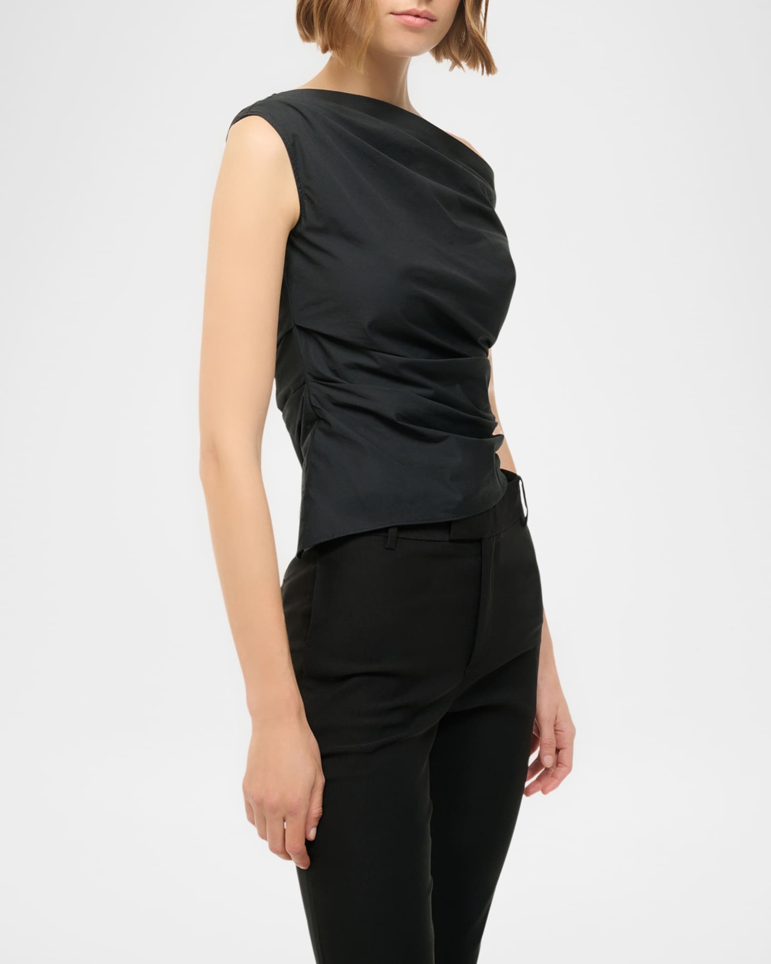 STAUD Phare Draped Asymmetric Top | Neiman Marcus