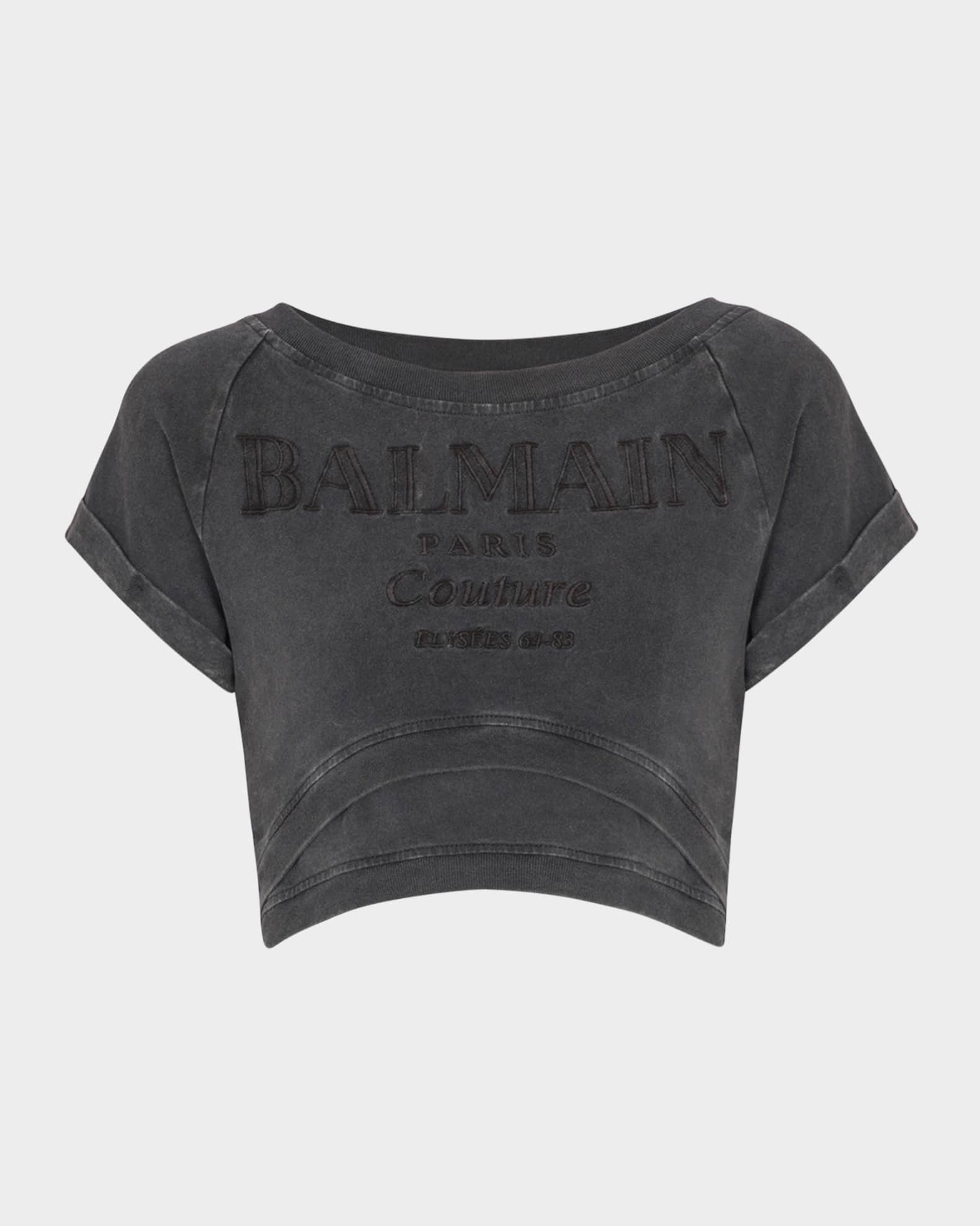Logo Embroidered Double Hem Crop T-Shirt 0