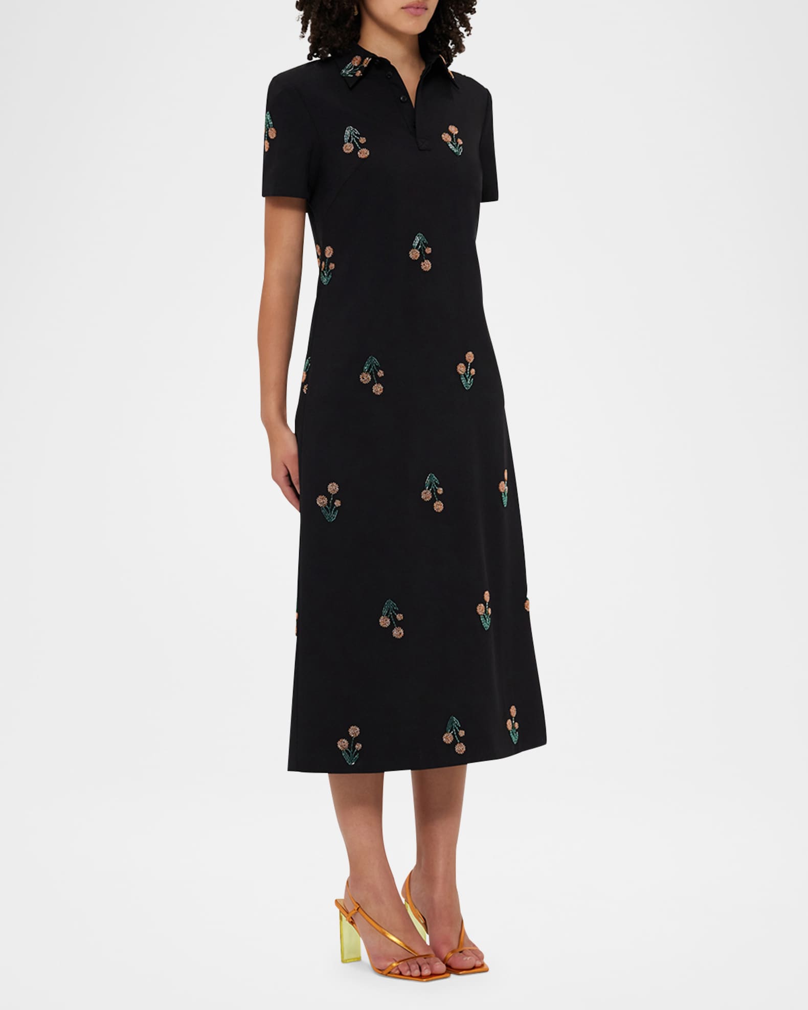 Nadine Wildflower Embellished Midi Shirtdress
