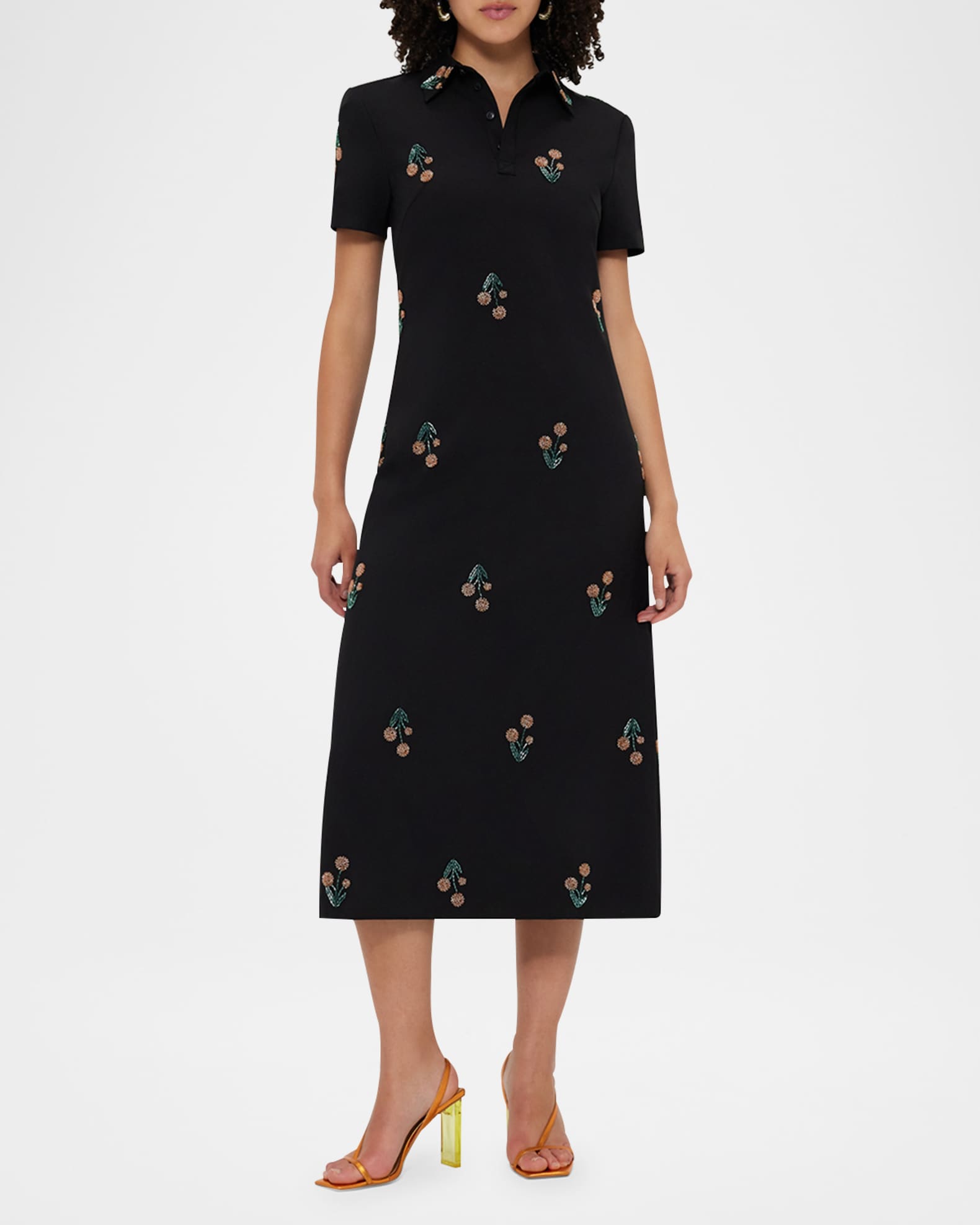 Nadine Wildflower Embellished Midi Shirtdress