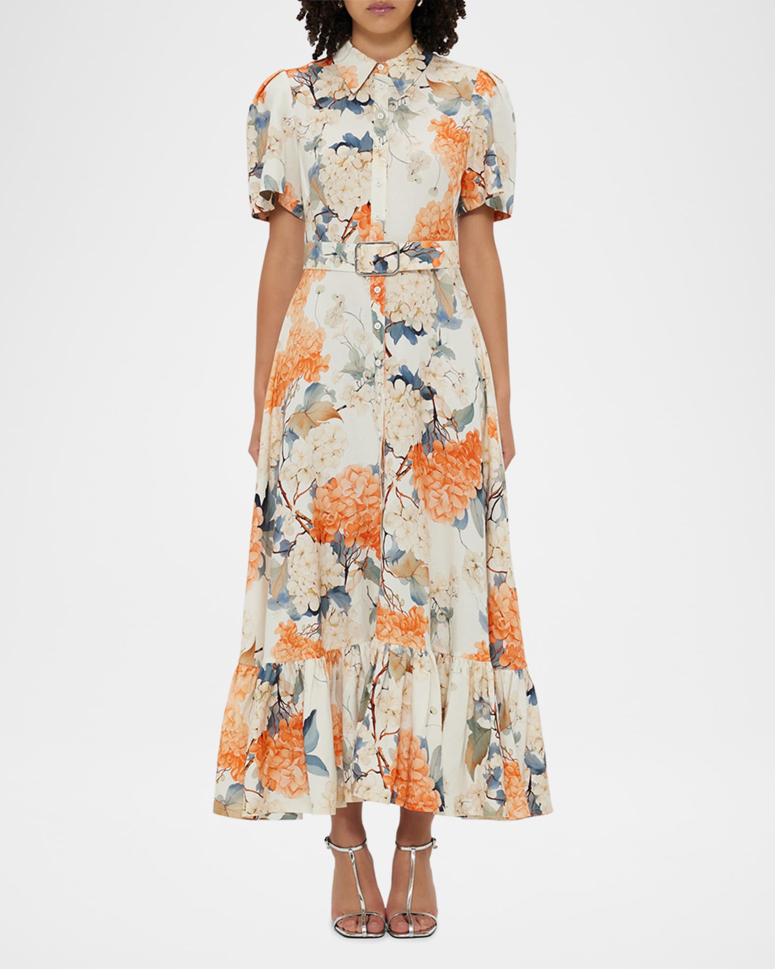 Becca Belted Floral-Print Midi Shirtdress 1