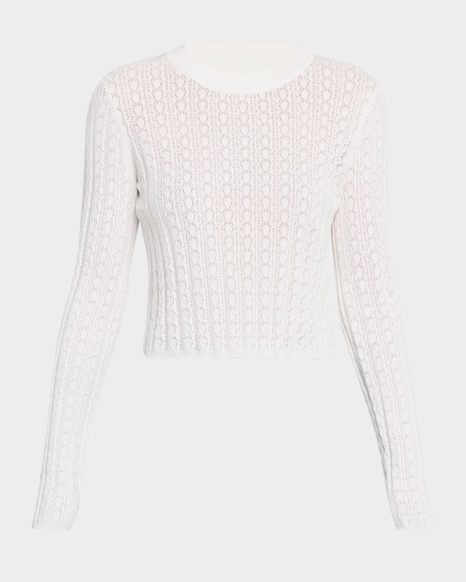 Tinos Pointelle Knit Cropped Sweater 0