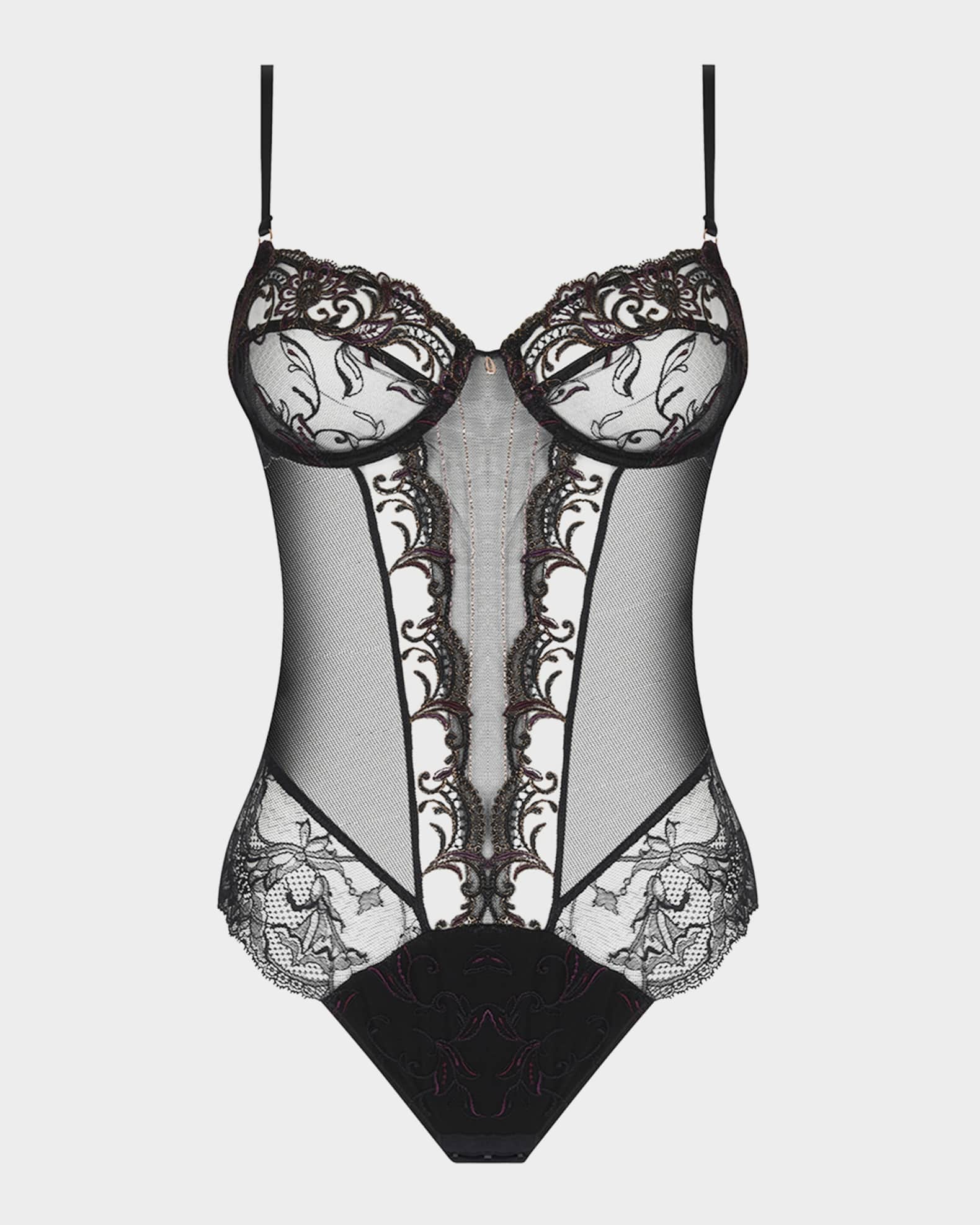 Charme Secret Embroidered Lace Bodysuit 0