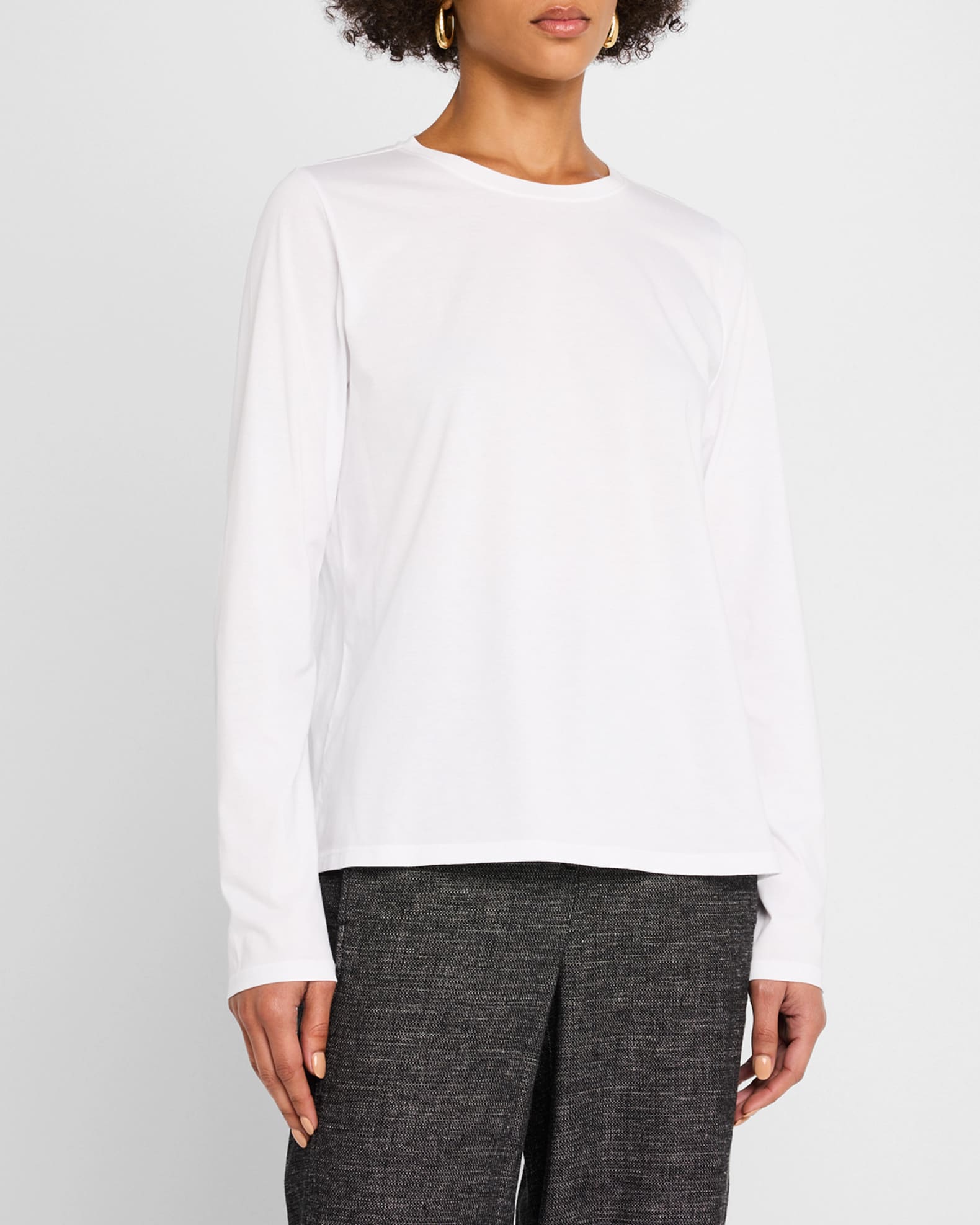 tシャツ organic cotton jersey long sleeve tee レディース Eileen Fisher Long-Sleeve Organic Cotton Jersey Tee | Neiman