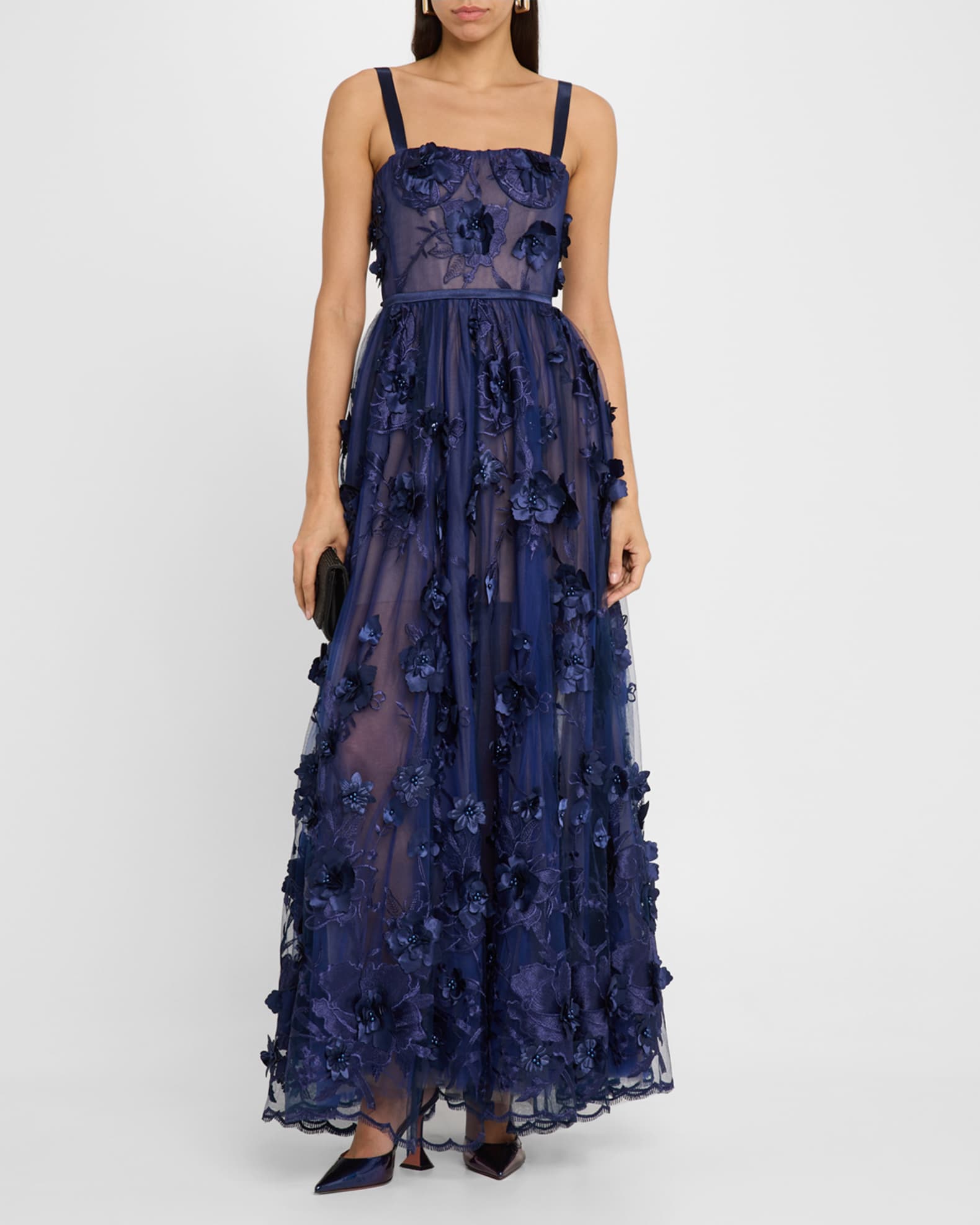 Bronx & Banco フローラルレースドレス Bronx and Banco Anastasia Embroidered Floral Applique Gown