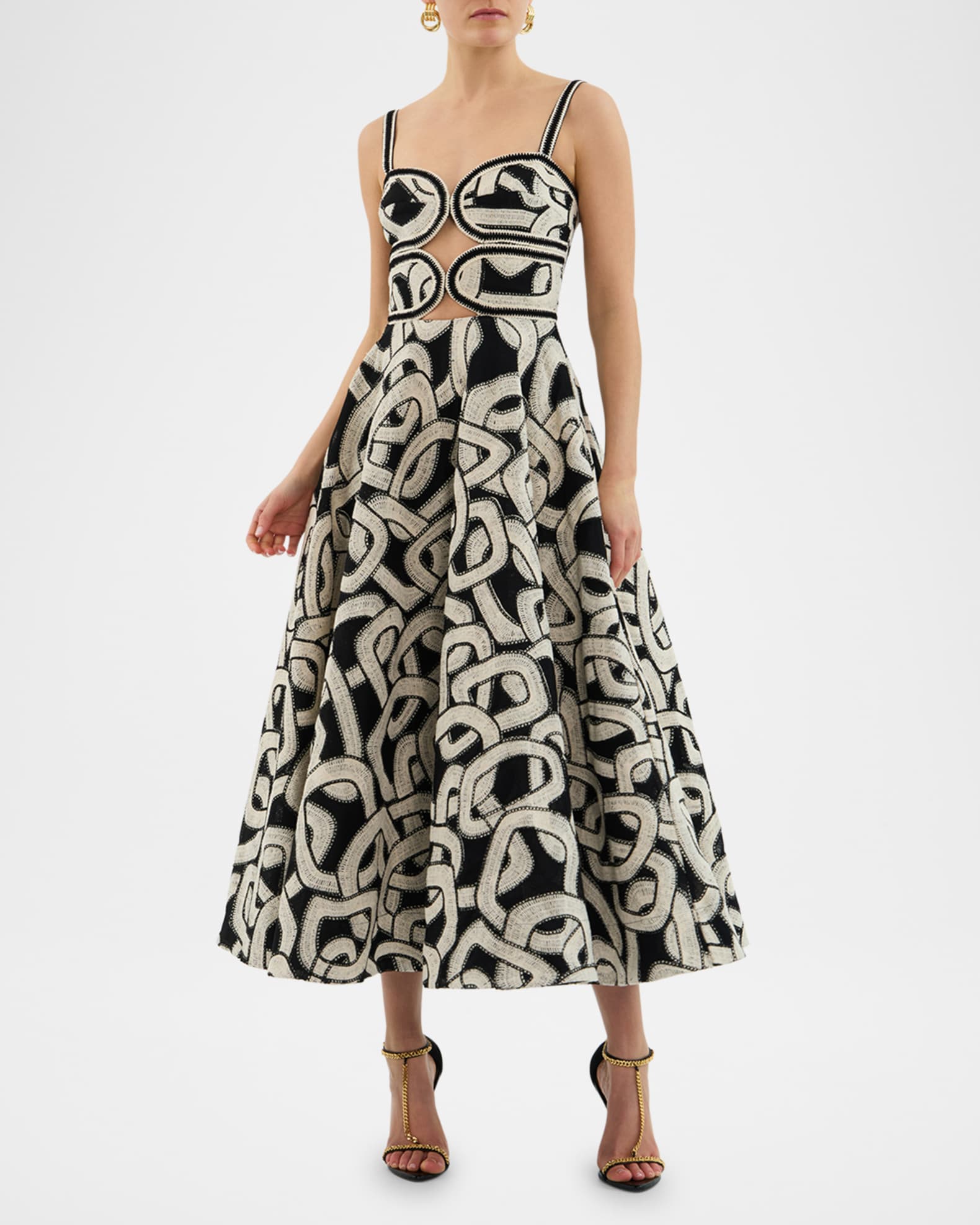 Catena Cutout Mesh-Embroidered Midi Dress 1