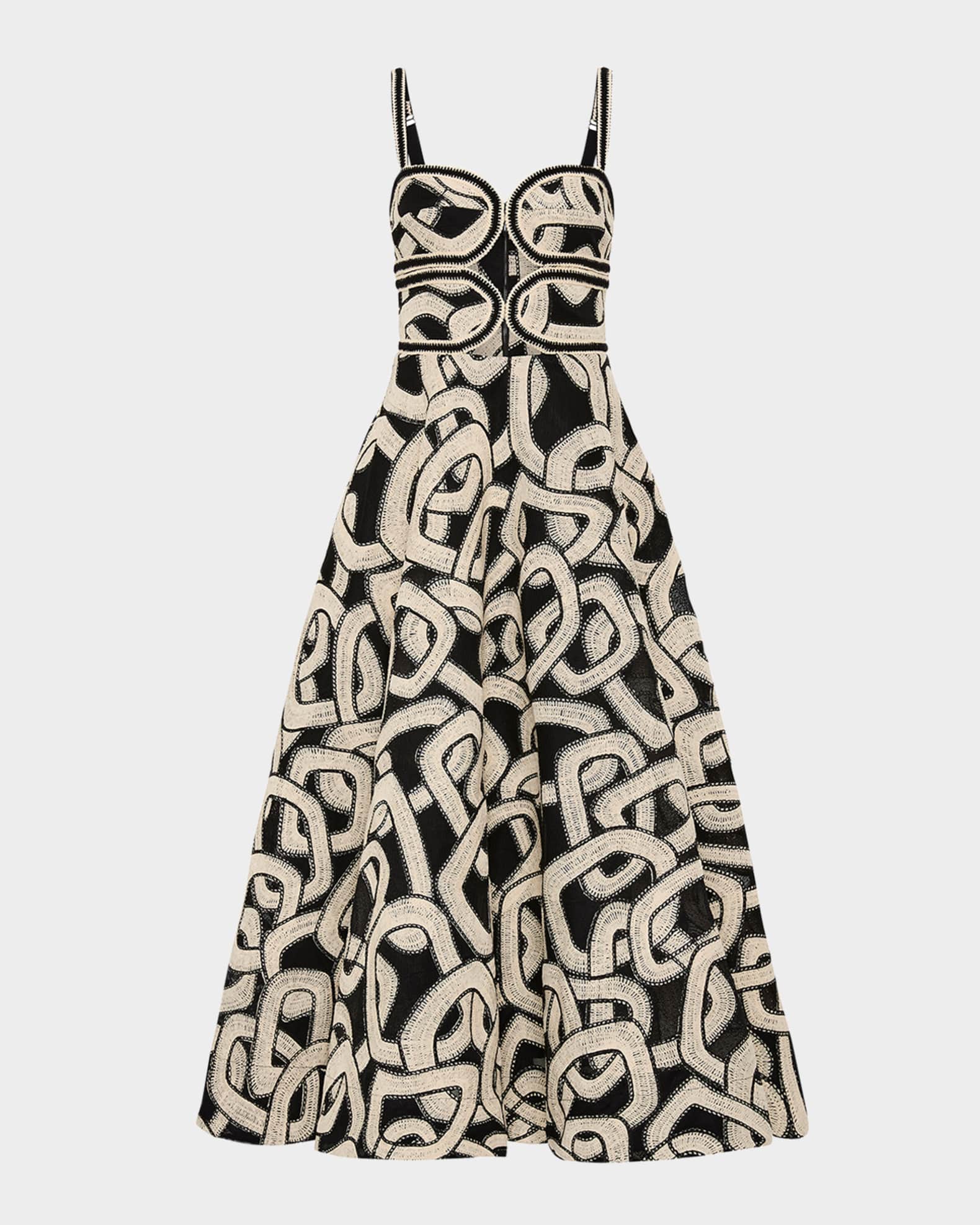 Catena Cutout Mesh-Embroidered Midi Dress 0