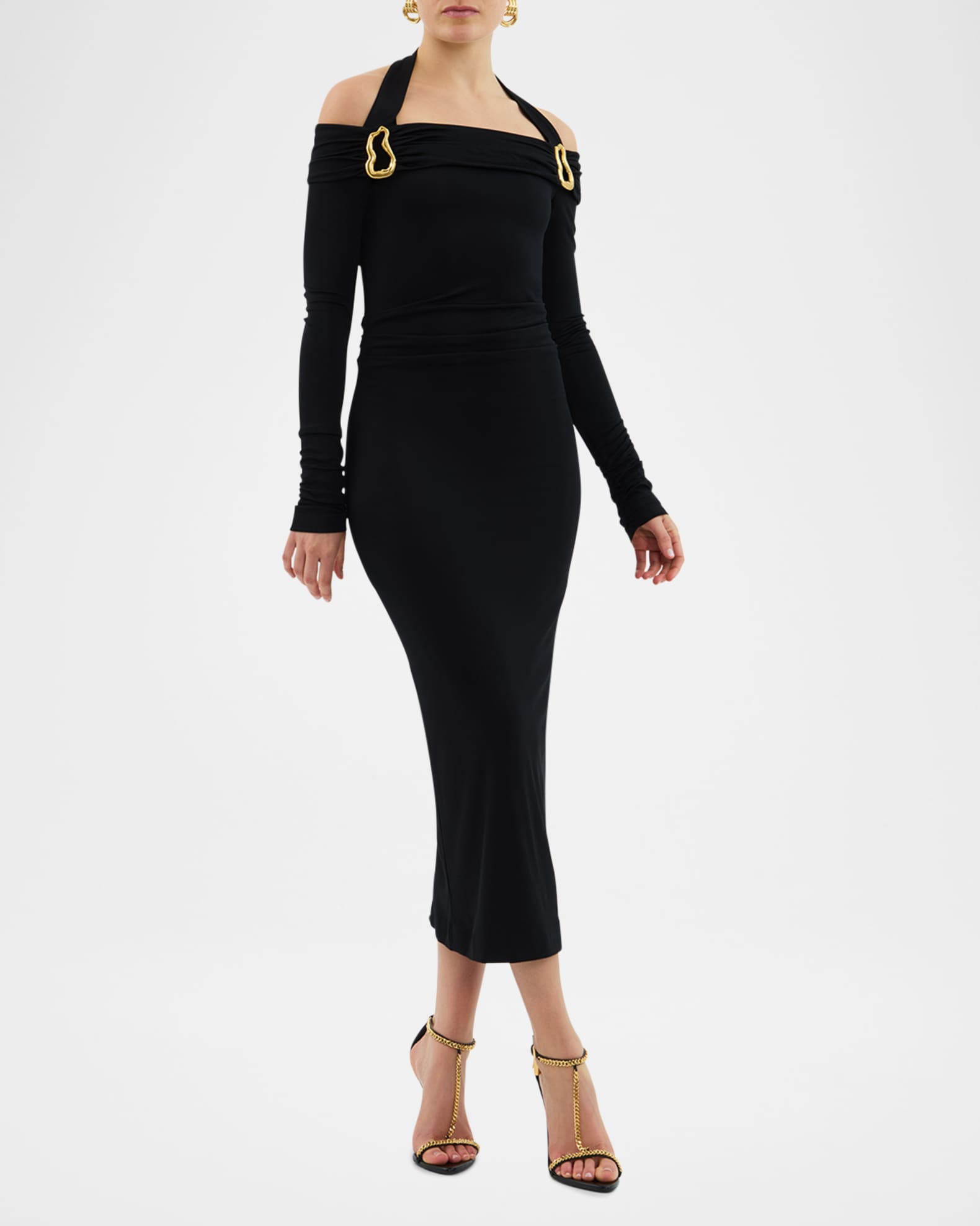 Domenica Embellished Cold-Shoulder Midi Dress 1