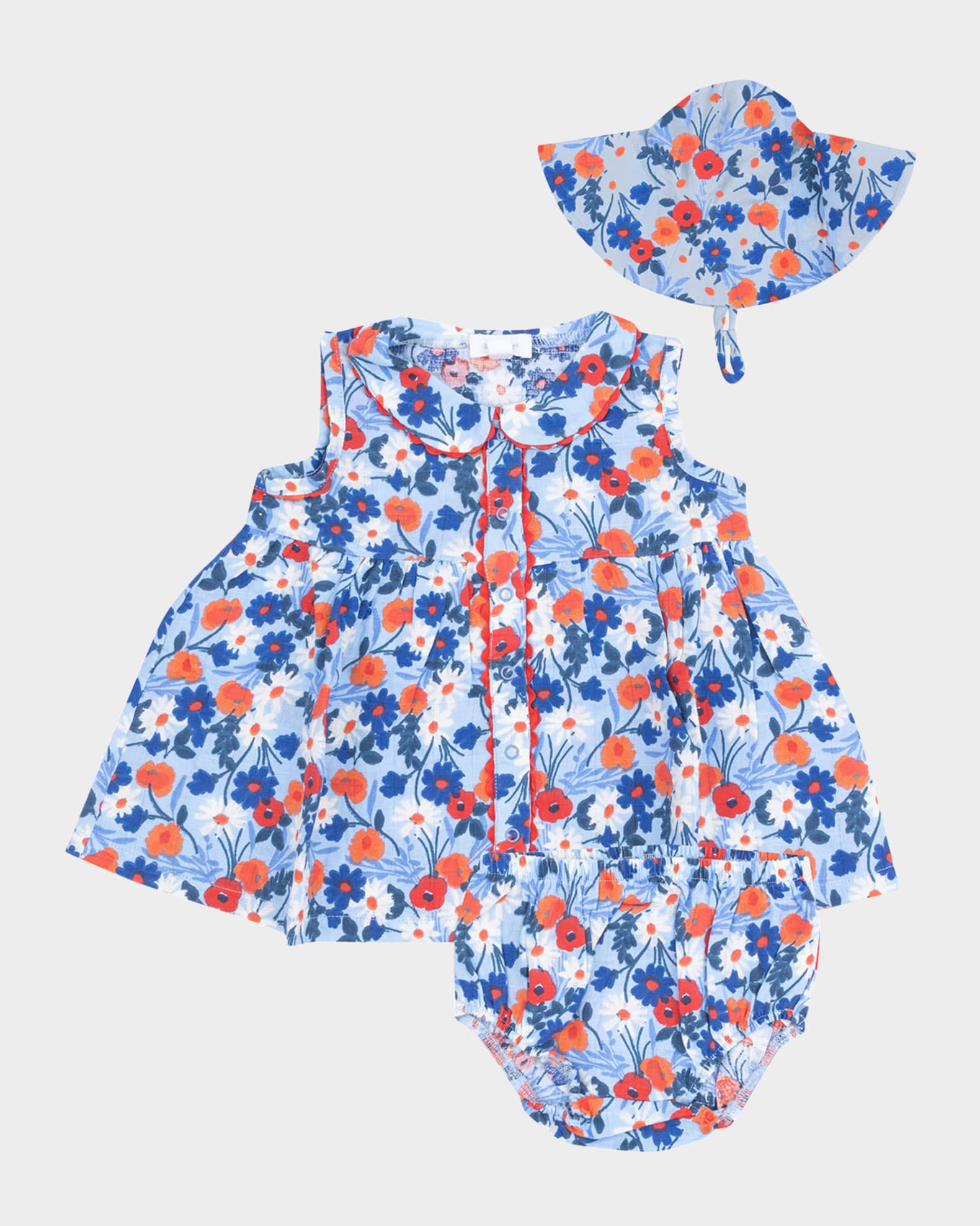 Girl's Poppy Days Printed Dress W/ Bloomers & Sunhat, Size 6M-24M 0