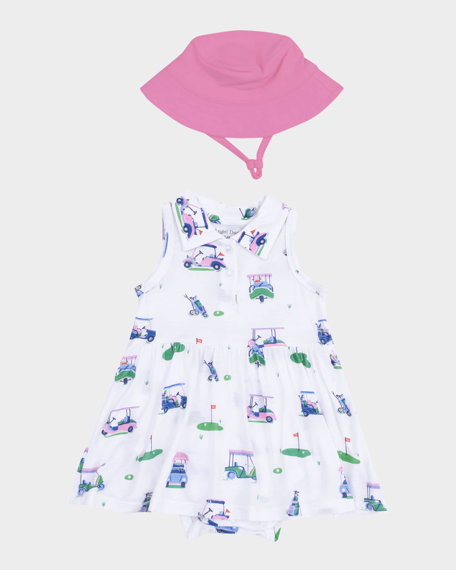 Girl's Vintage Golf Carts Polo Dress W/ Sunhat, Size Newborn-24M 0