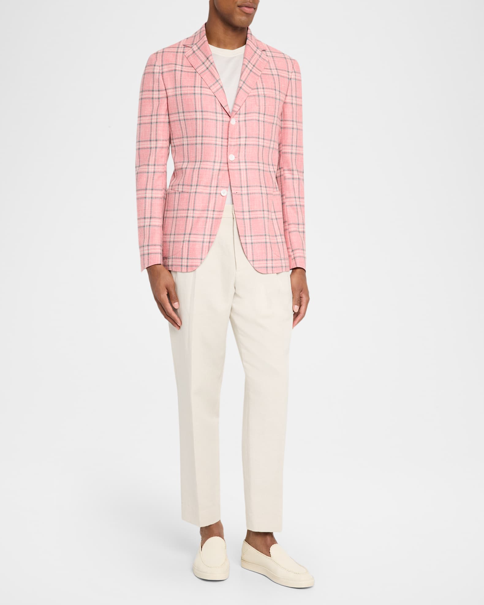 Men's Plaid Windowpane Single-Breasted Sport Coat 1