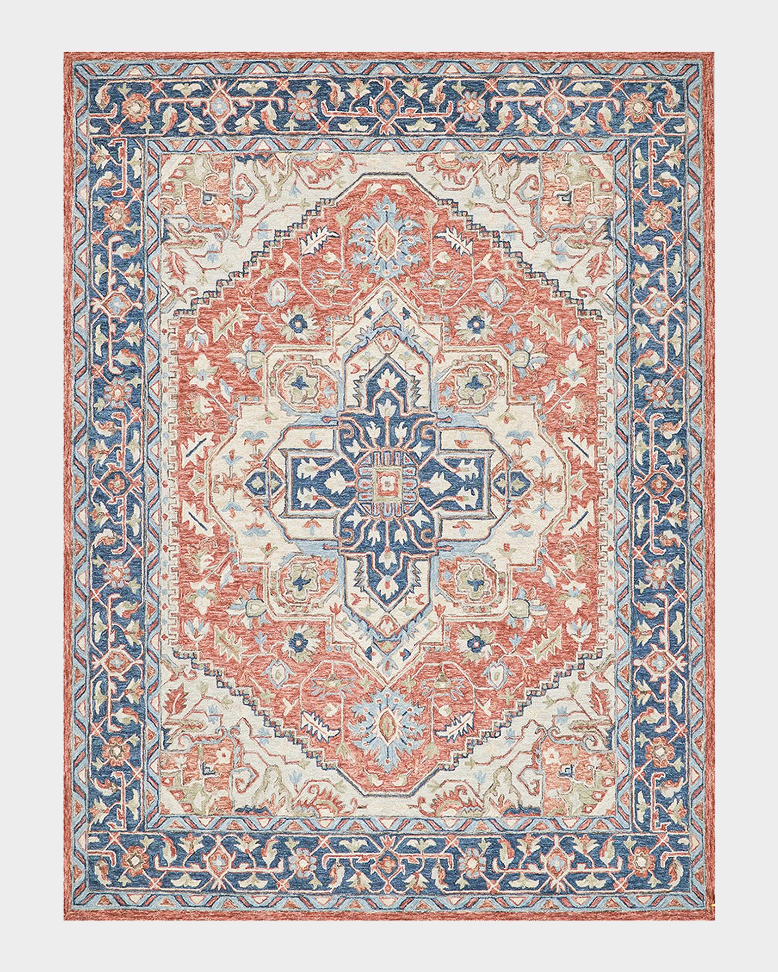 Exquisite Rugs Richmond Serapi Hand-Tufted Red/Blue Rug, 10' x 14 ...