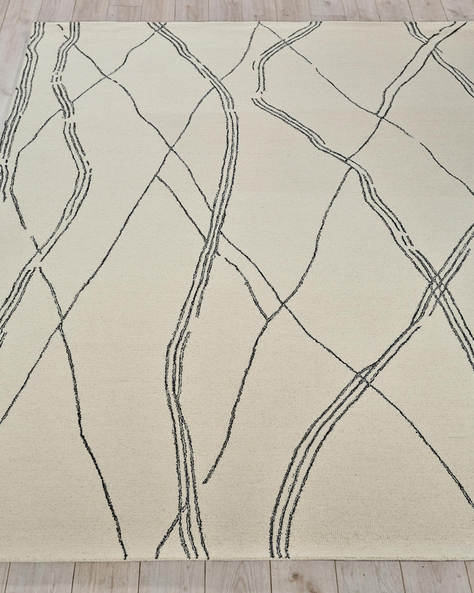 Exquisite Rugs Tangiers Hand-Tufted Ivory/Black Rug, 5' x 8' | Neiman ...