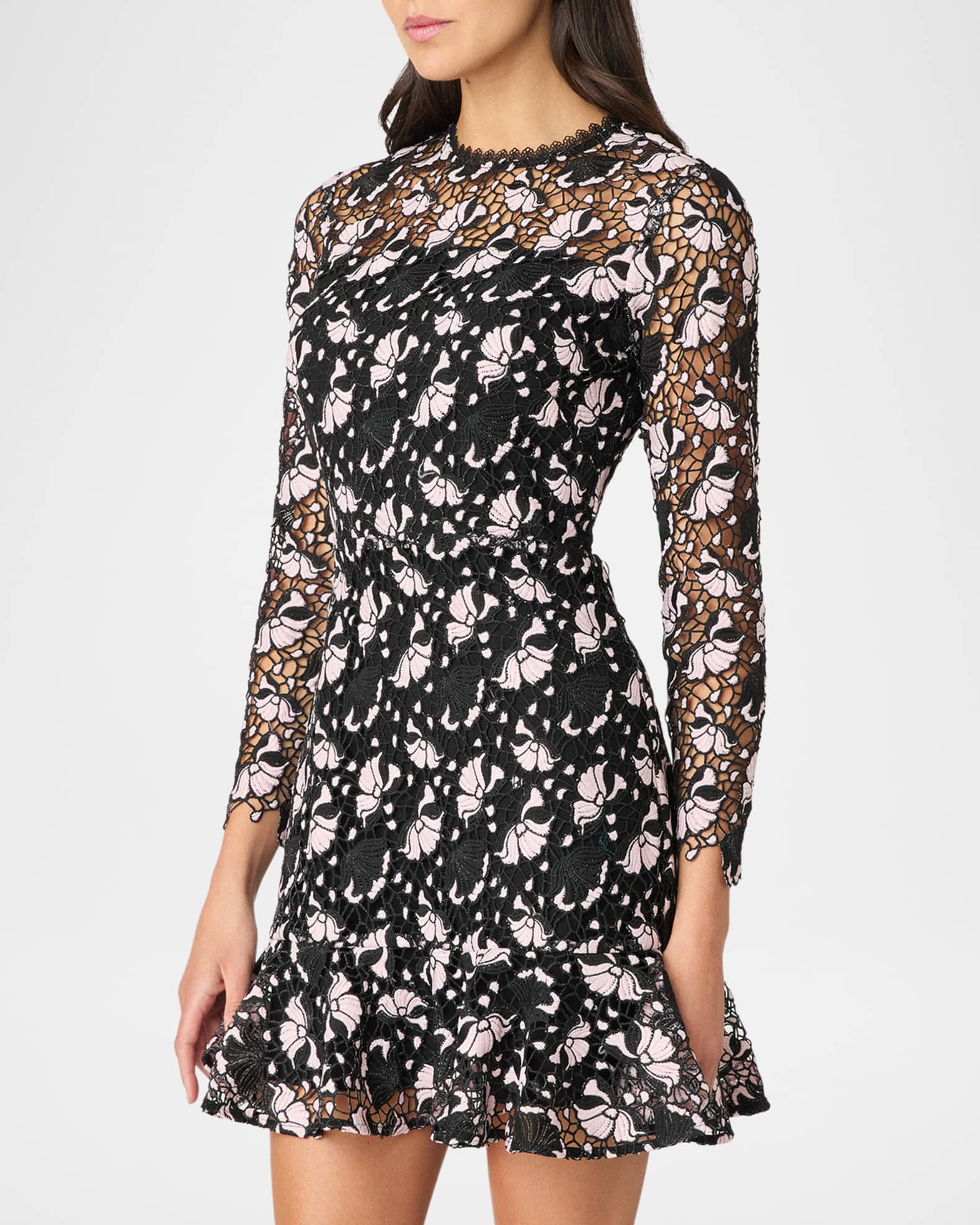 Gracie Two-Tone Floral Lace Mini Dress 1