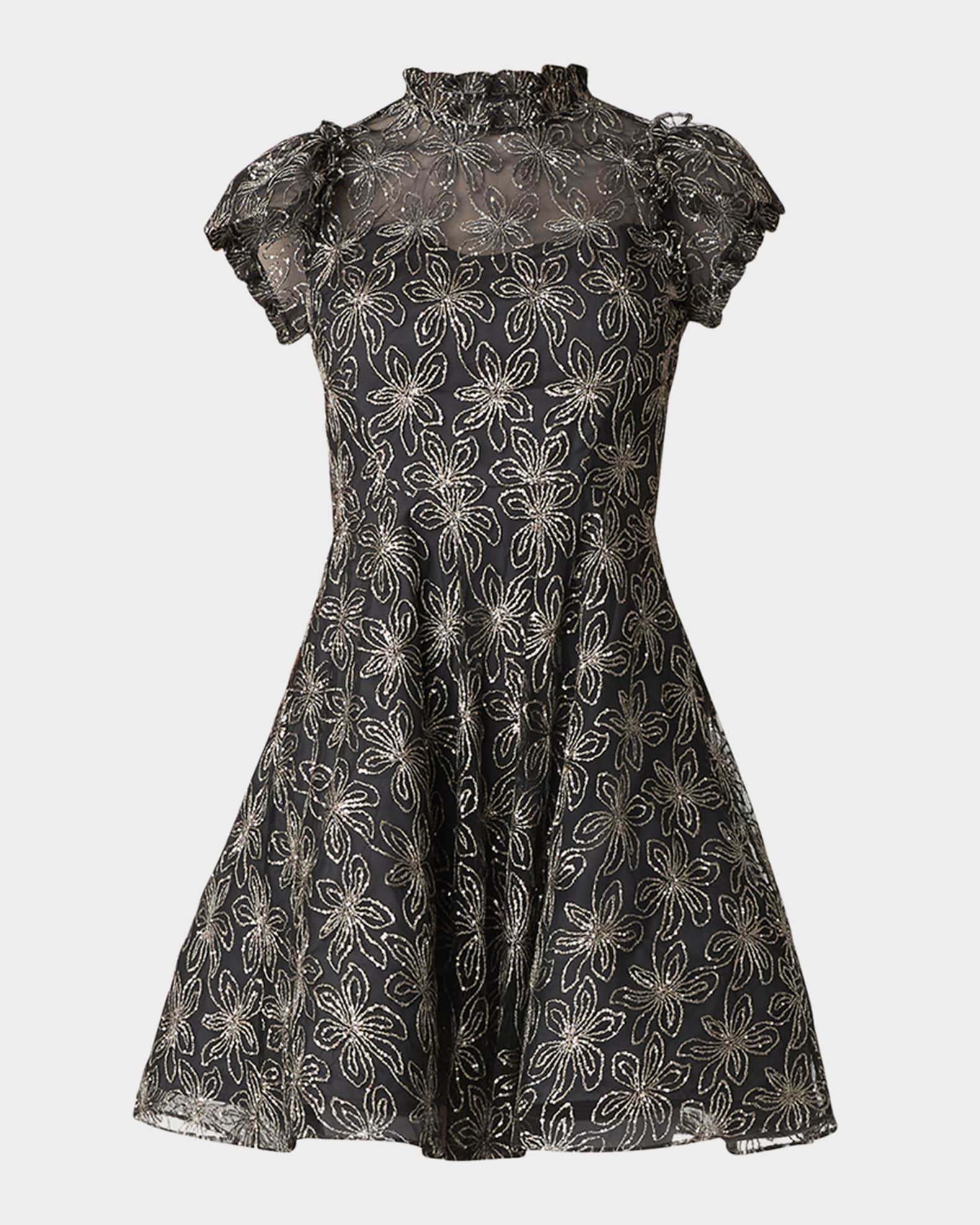 SHOSHANNA Women s Everlie Sequin Floral Embroidered Fit Flare Mini Dress
