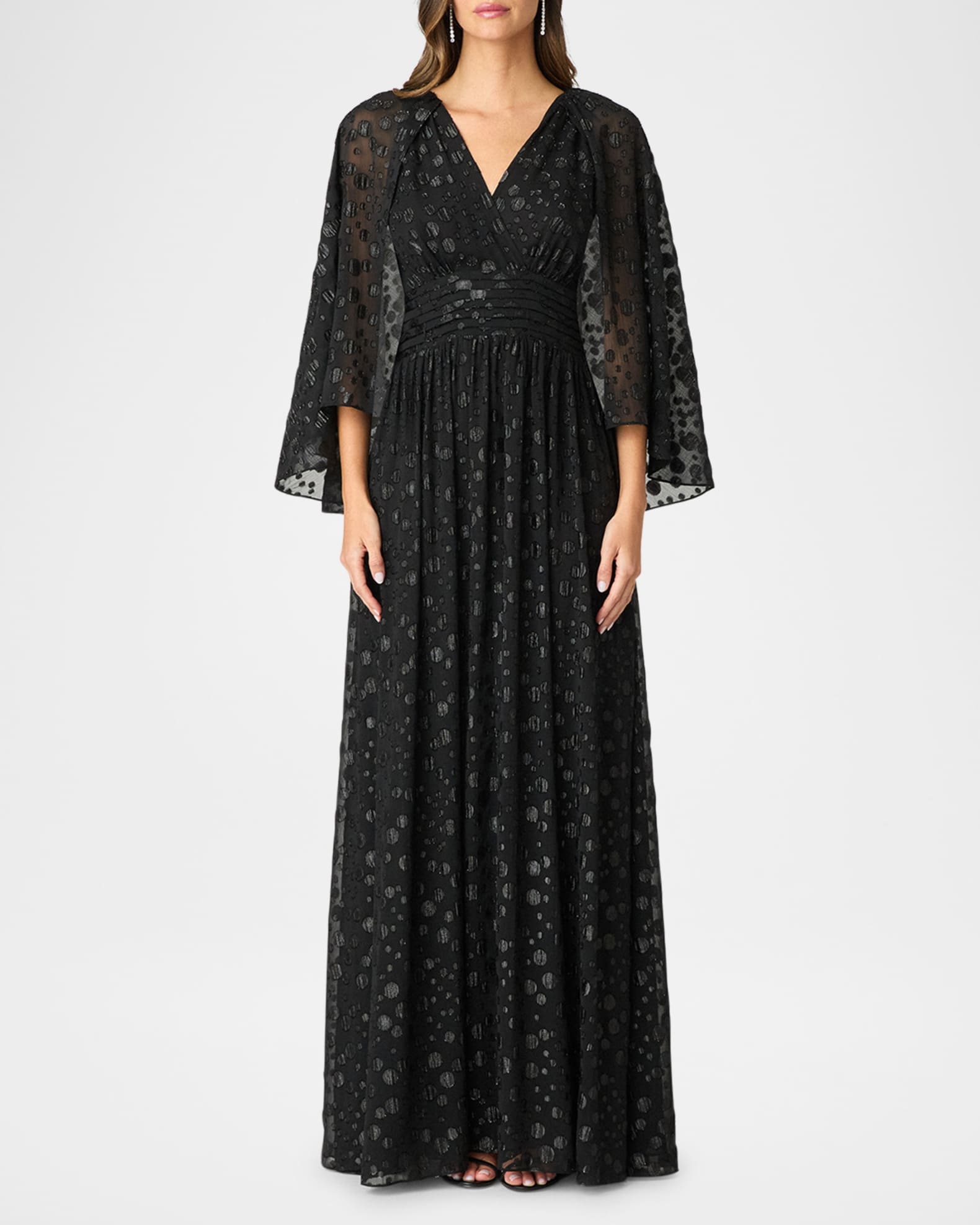 Shoshanna Maud Fil Coupe Cape Maxi Dress | Neiman Marcus