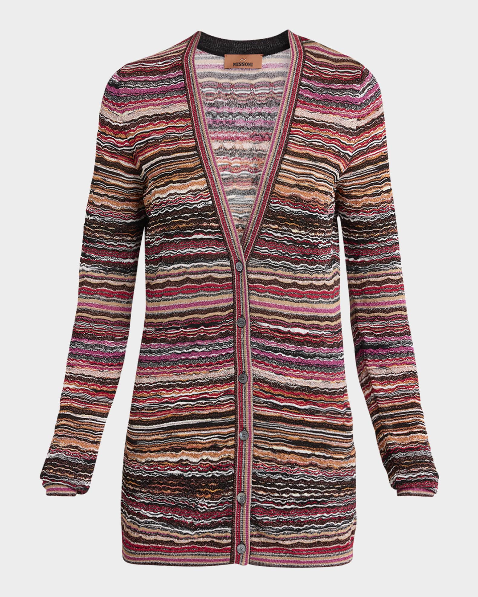 Metallic Striped V-Neck Cardigan 0