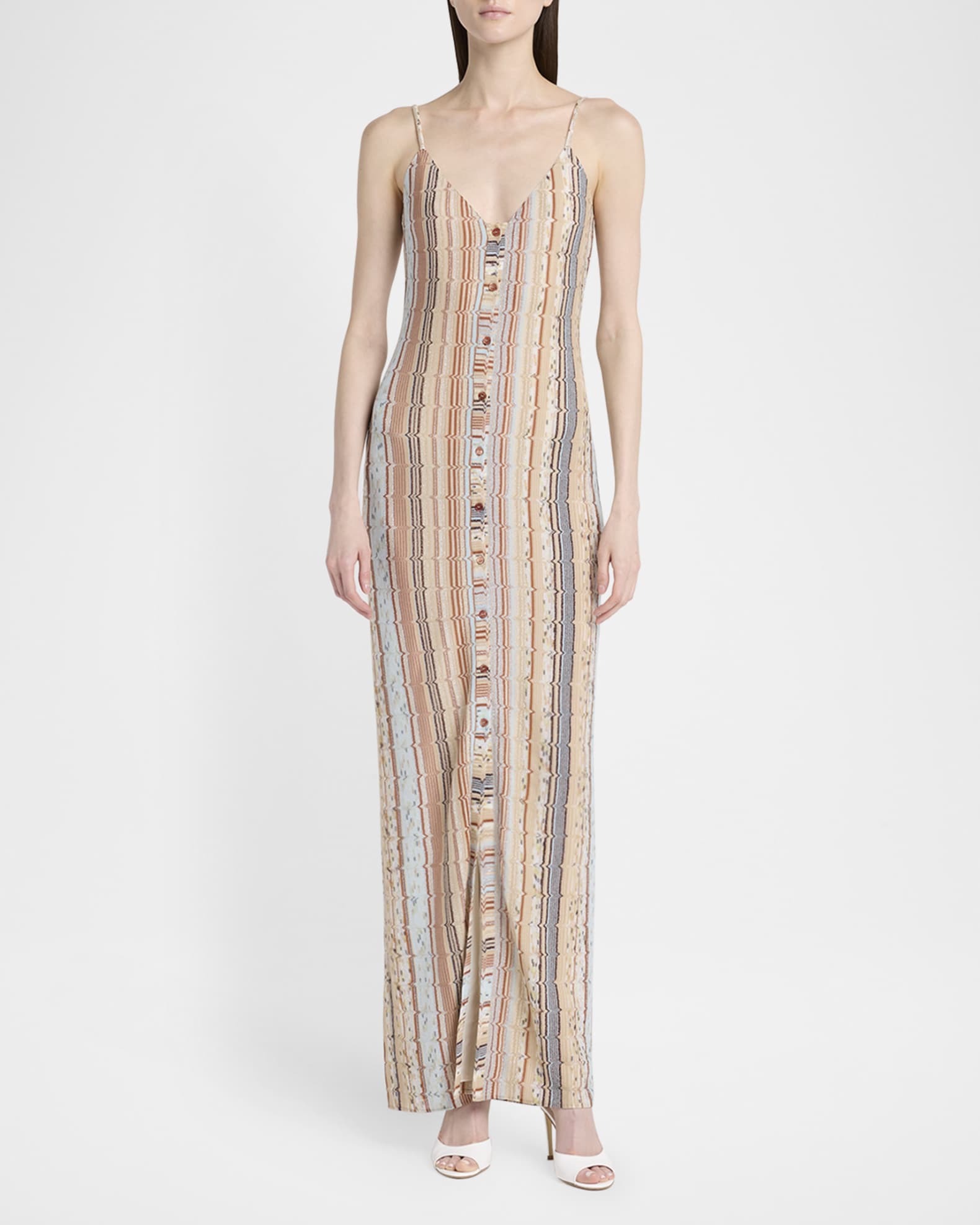 Striped Sleeveless Button-Front Maxi Dress 1