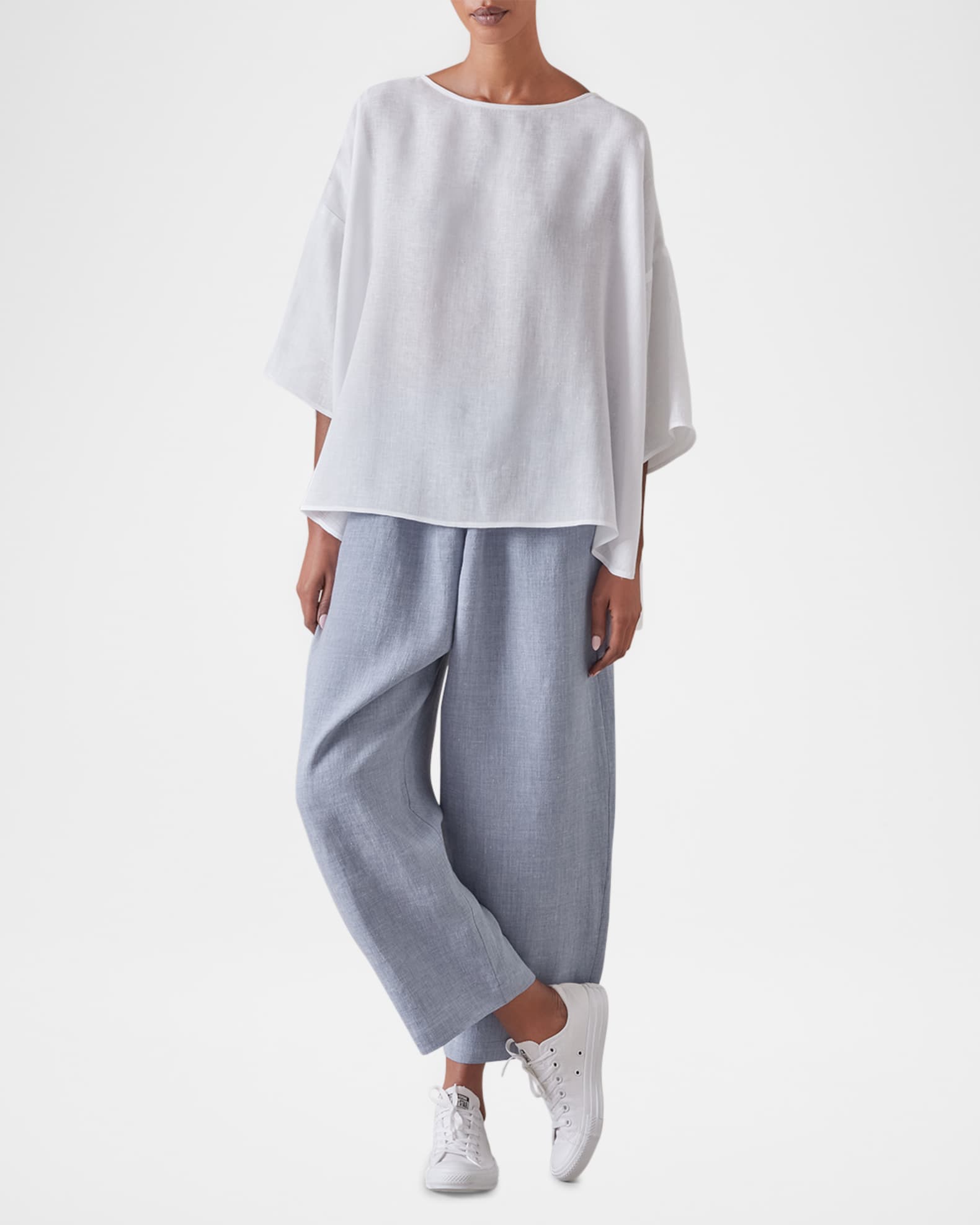 Sloped Shoulder Wide A-Line Scoop Neck Top (Mid Length) 1