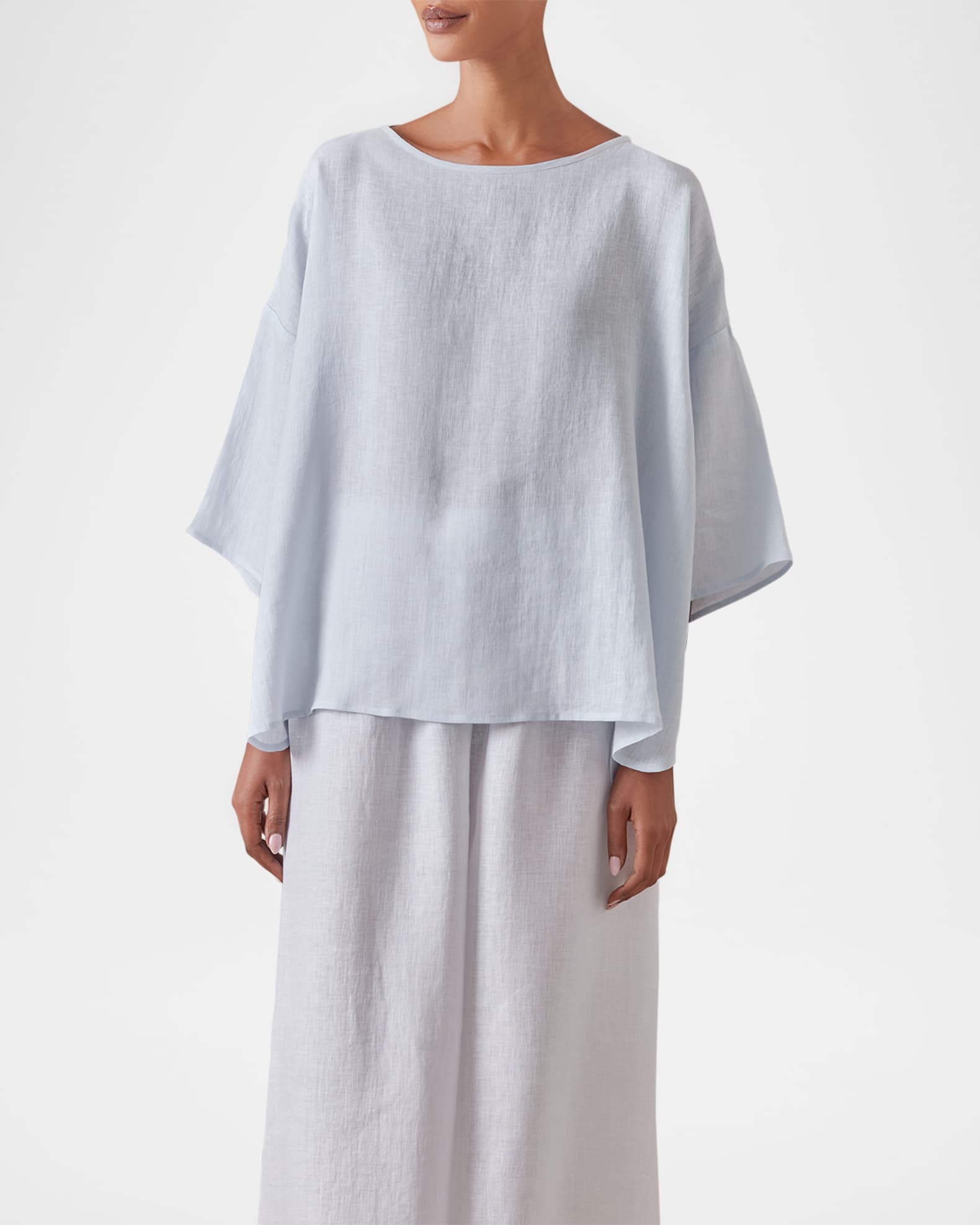 Sloped Shoulder Wide A-Line Scoop Neck Top (Mid Length) 1