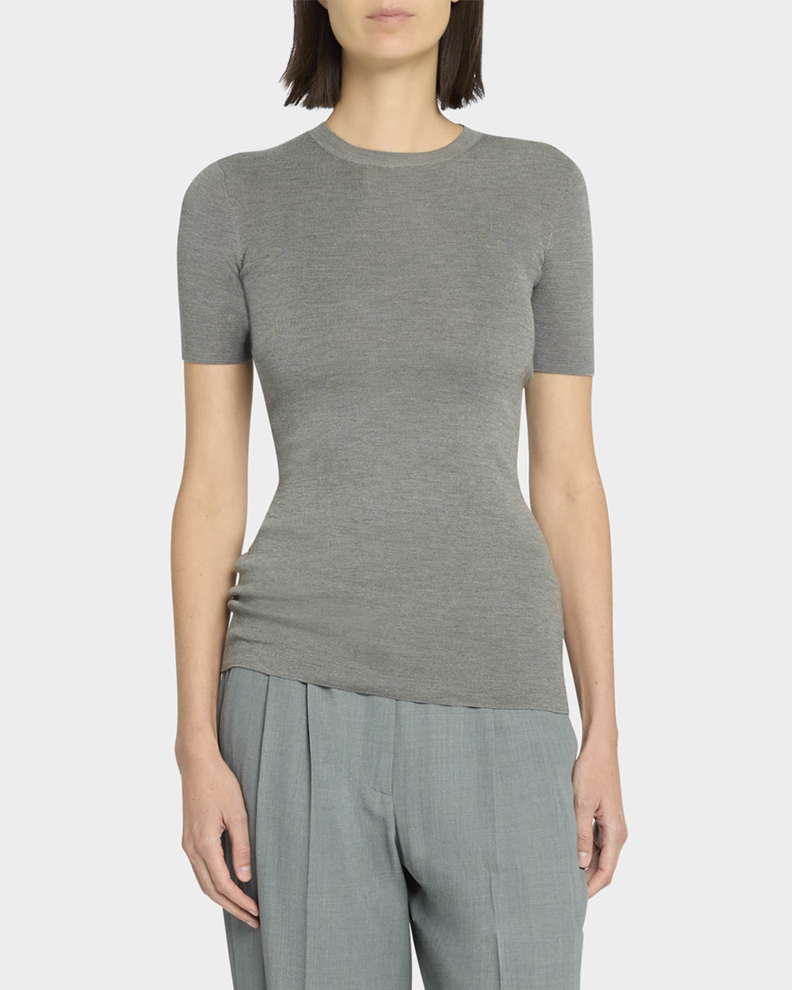 THE ROW Jannat Classic Fitted Silk Knit Top | Neiman Marcus
