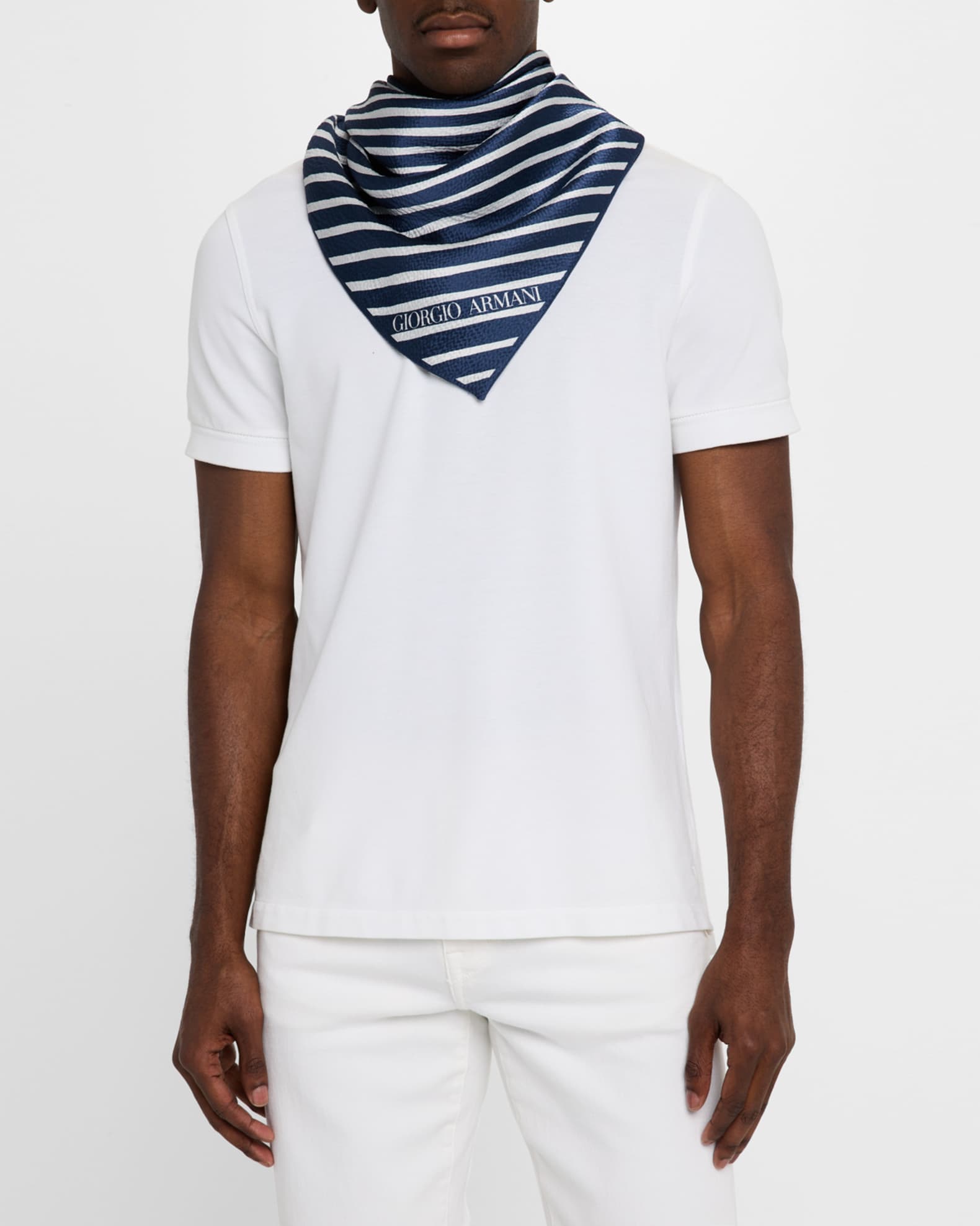 Giorgio Armani Men's Silk Stripe Neck Scarf | Neiman Marcus