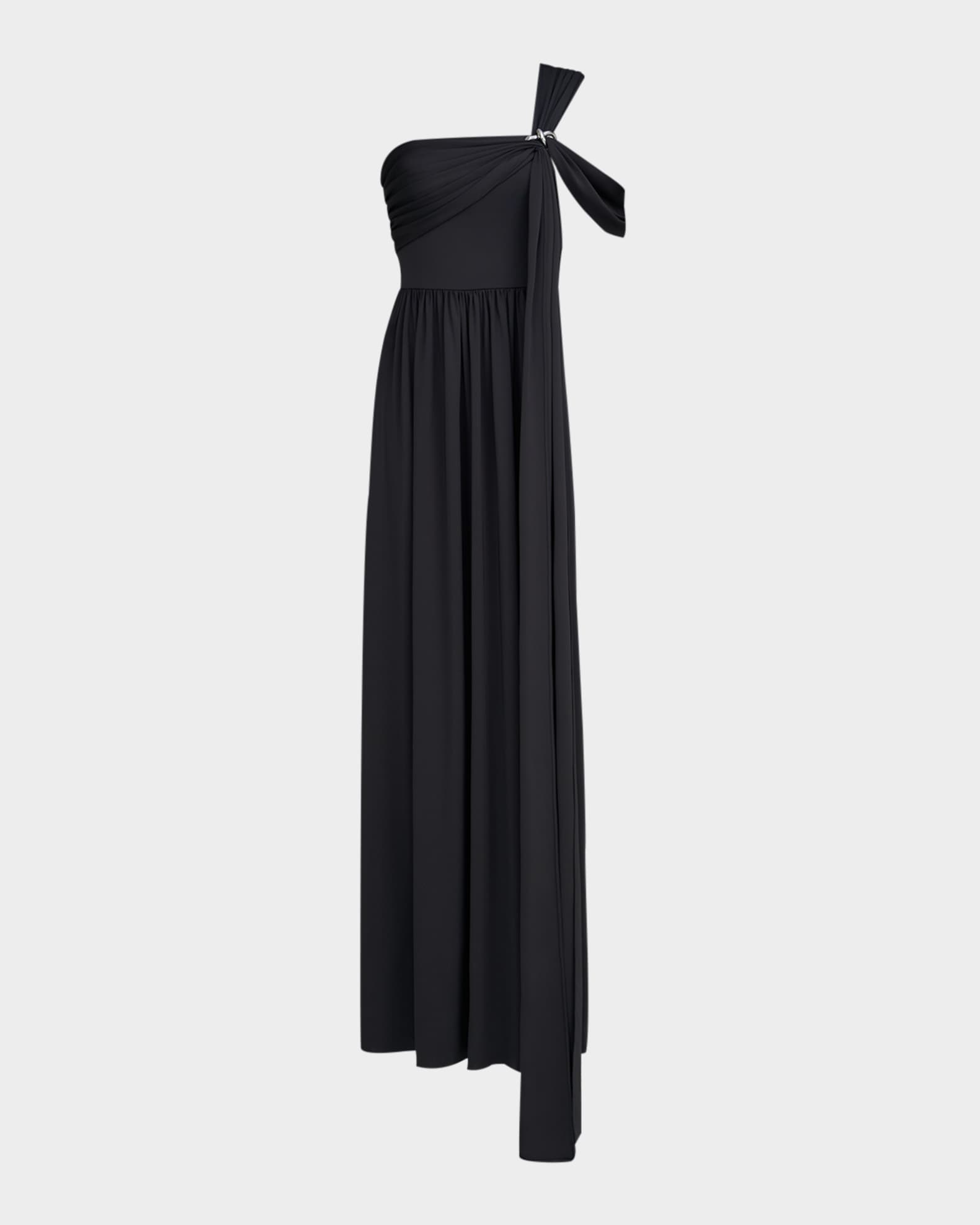 Adena One-Shoulder Draped Jersey Maxi Dress 0