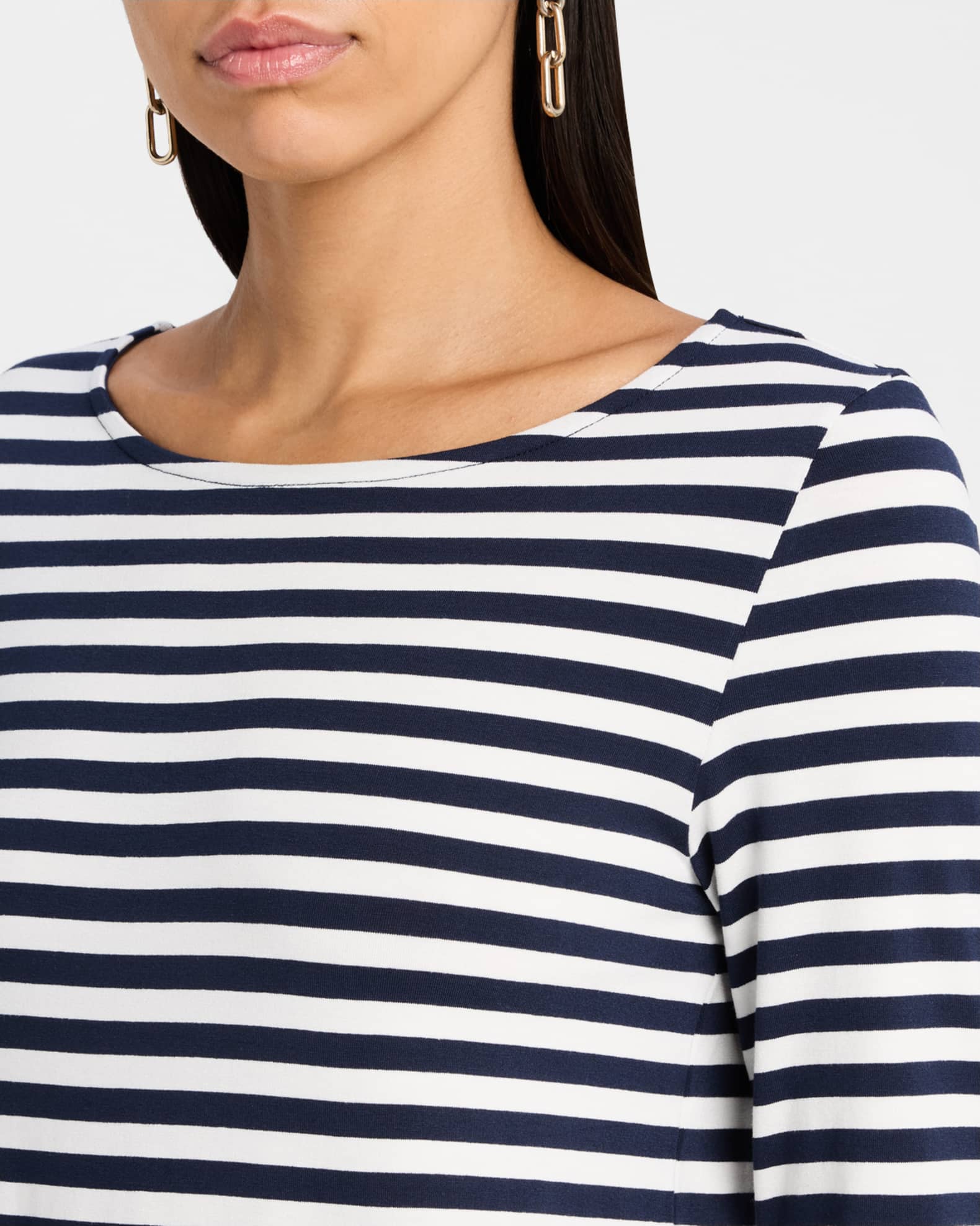 Soft Touch Boatneck Striped Jersey T-Shirt | Neiman Marcus