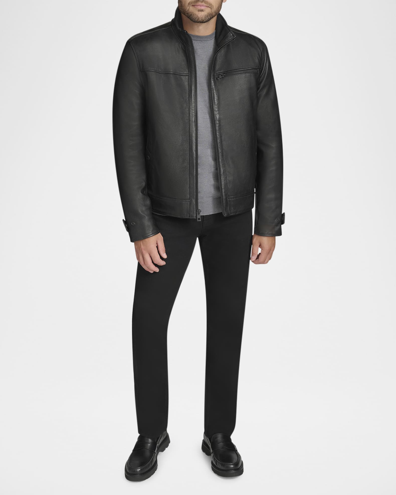Andrew Marc Black Men s Skeld Leather Jacket Medium