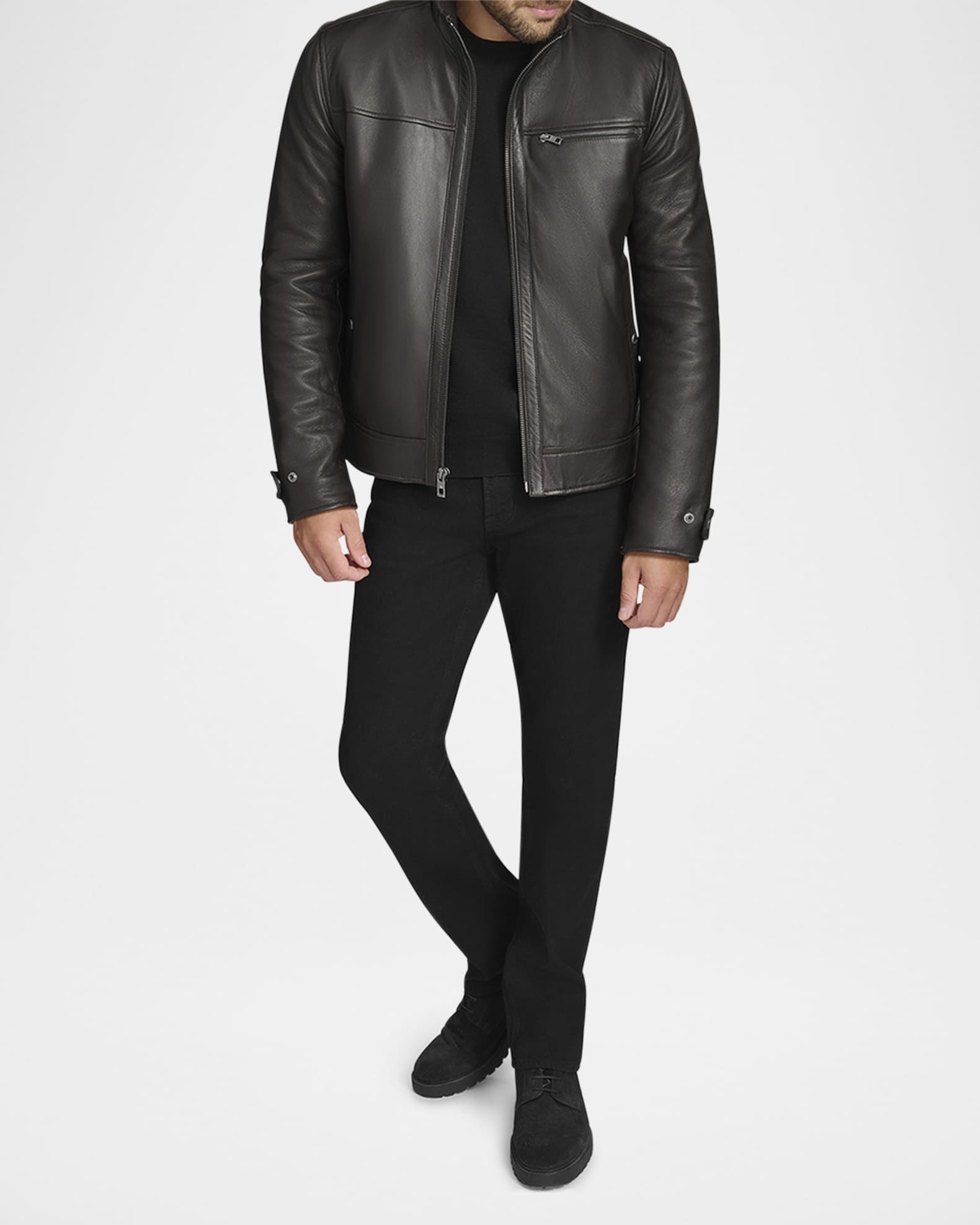 Men's Leather Jacket with Removable Faux Fur Lining 1