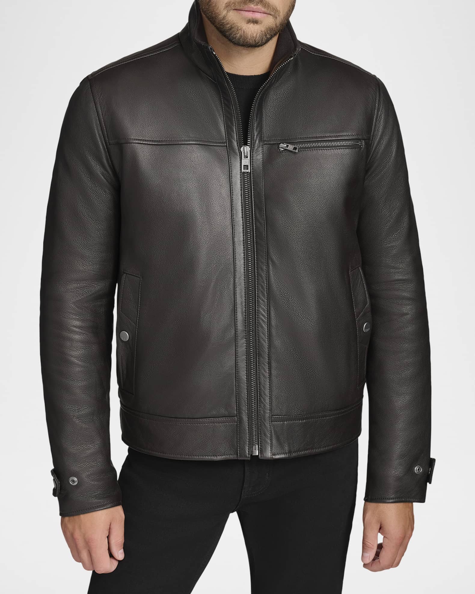 Men's Leather Jacket with Removable Faux Fur Lining 0