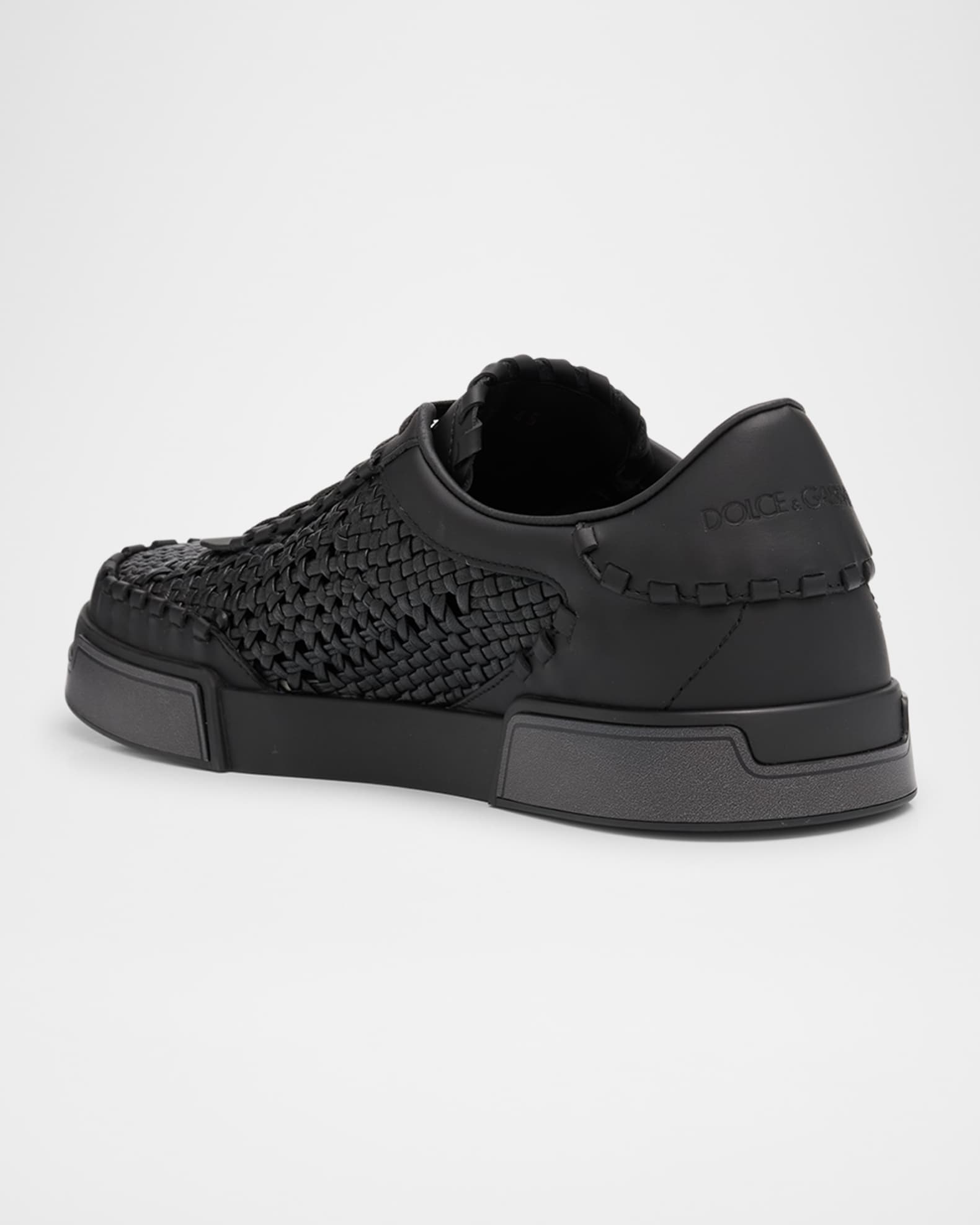 【SALE】PORTOFINO YACHT カーフスキン スニーカー Dolce&Gabbana Men's Portofino Yacht Woven Leather Low-Top