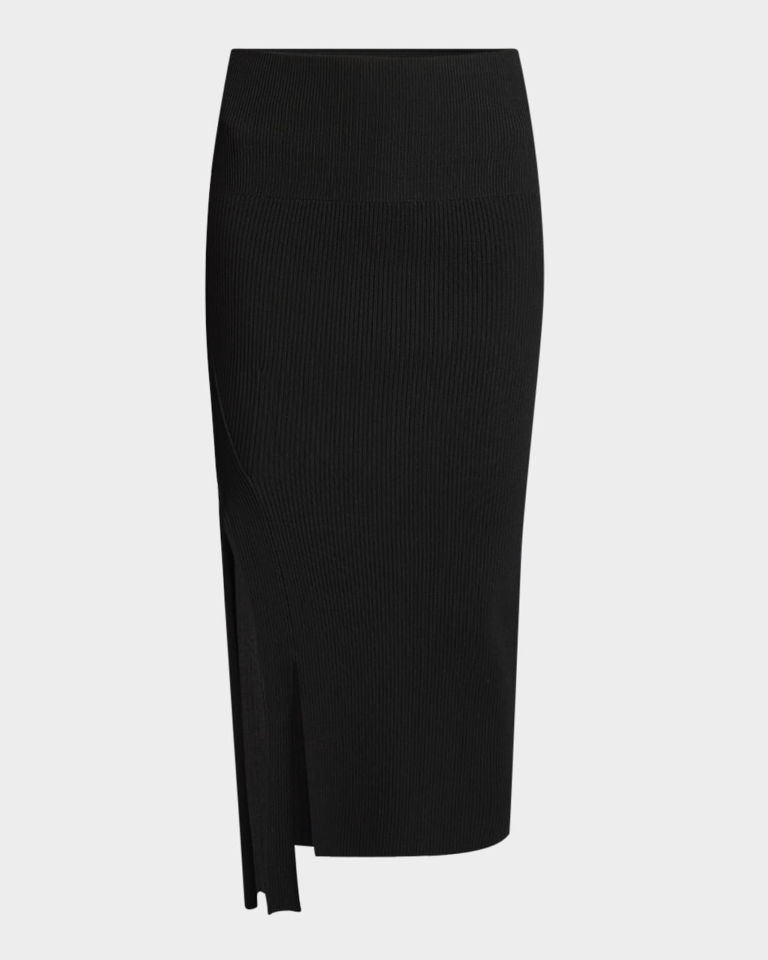 Slits-Hem Rib Midi Skirt 0