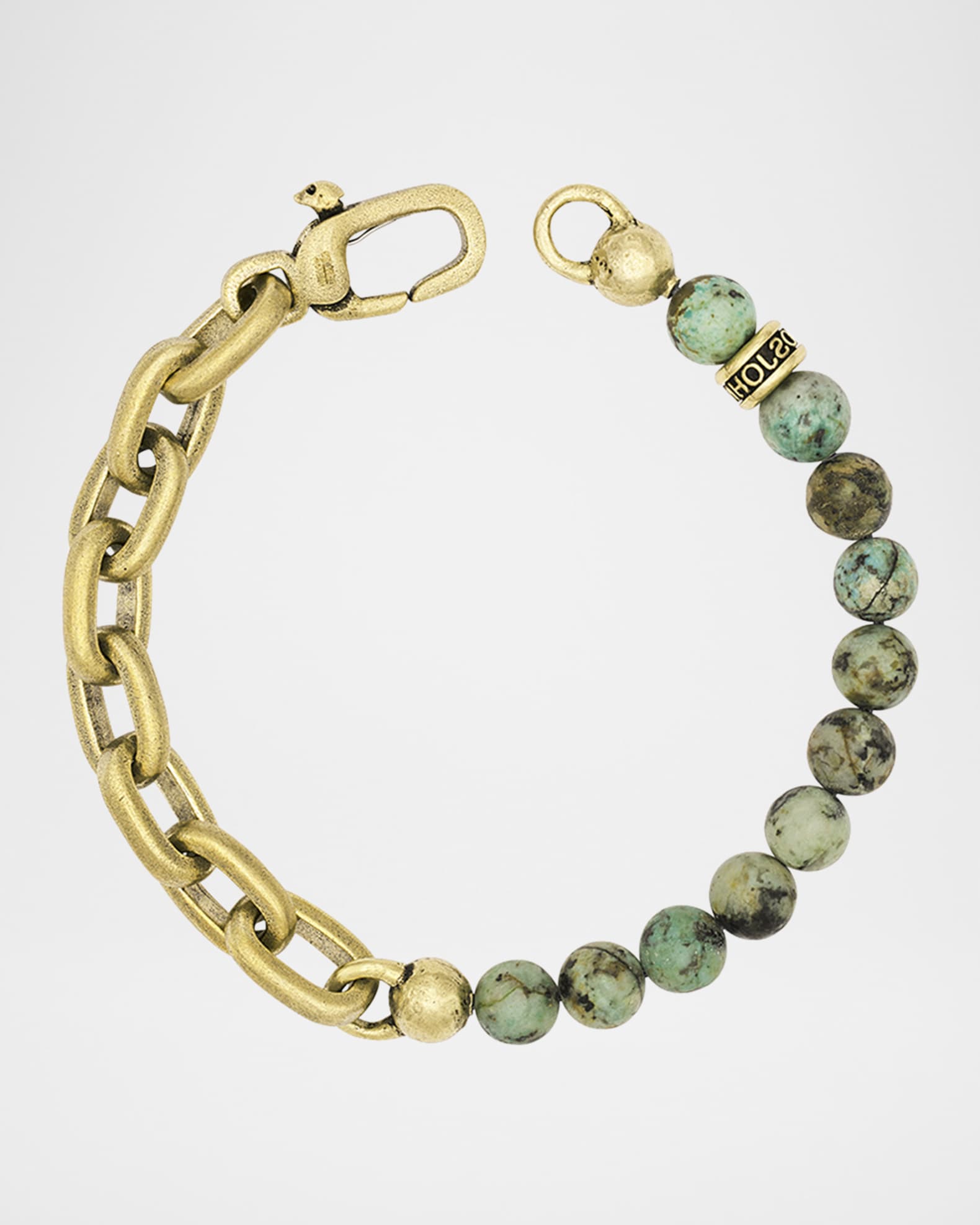 Men's Brass Chain and Turquoise Beaded Bracelet 0