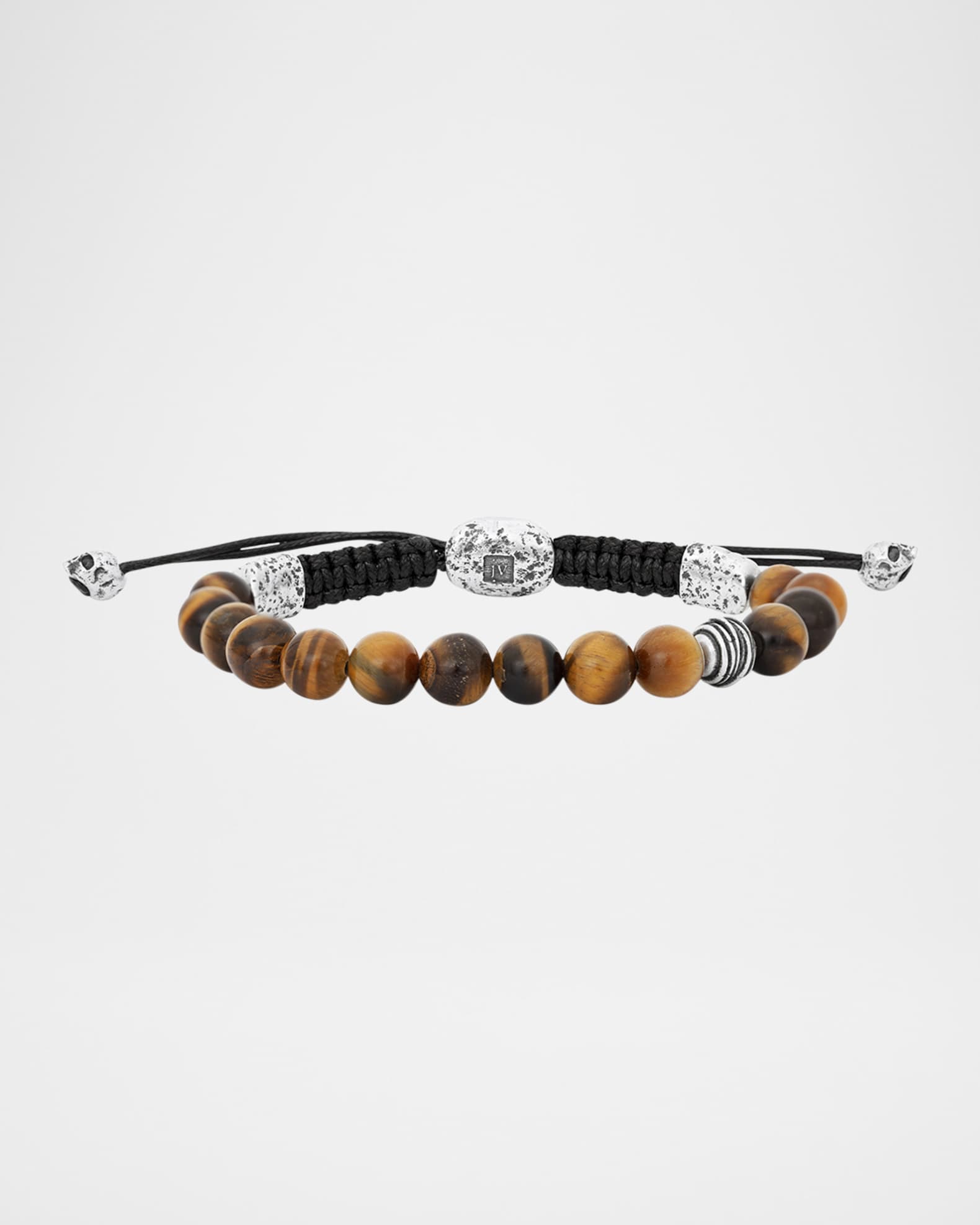 Men's Sterling Silver Tigers Eye Beaded Bracelet 0