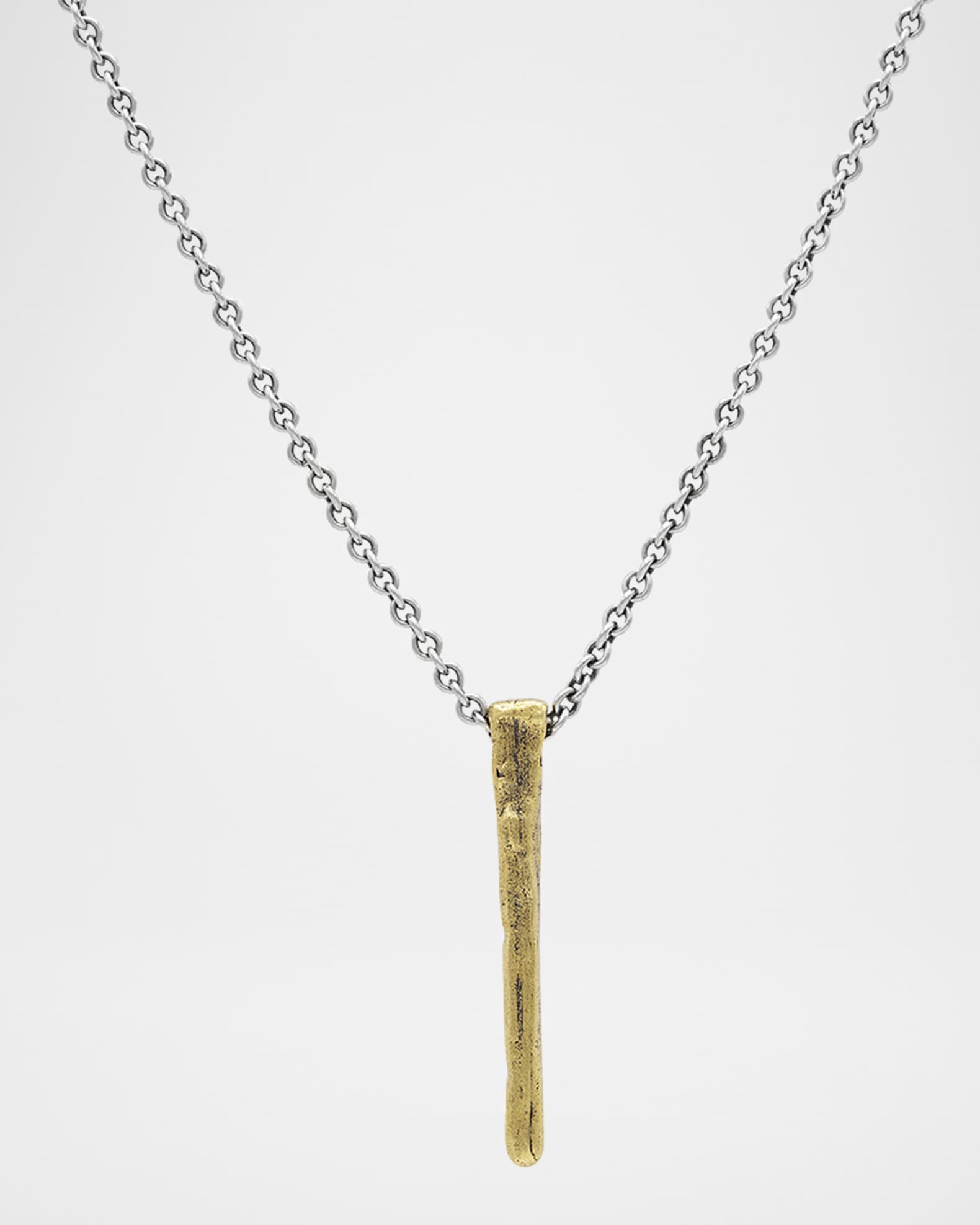 Men's Brass and Sterling Silver Nails Pendant Necklace, 24"L 0