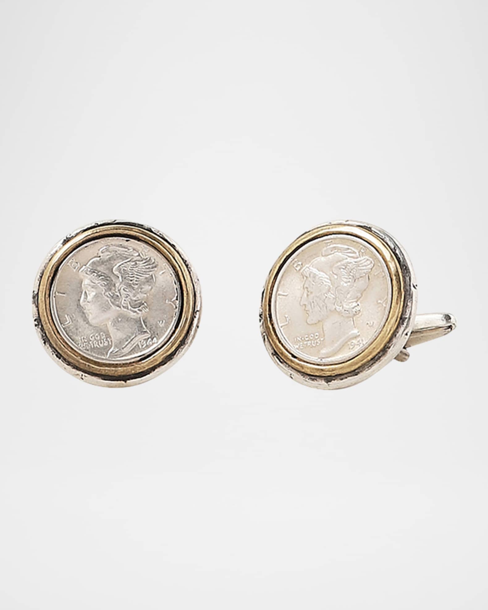 Men's Brass and Sterling Silver Coin Cufflinks 0