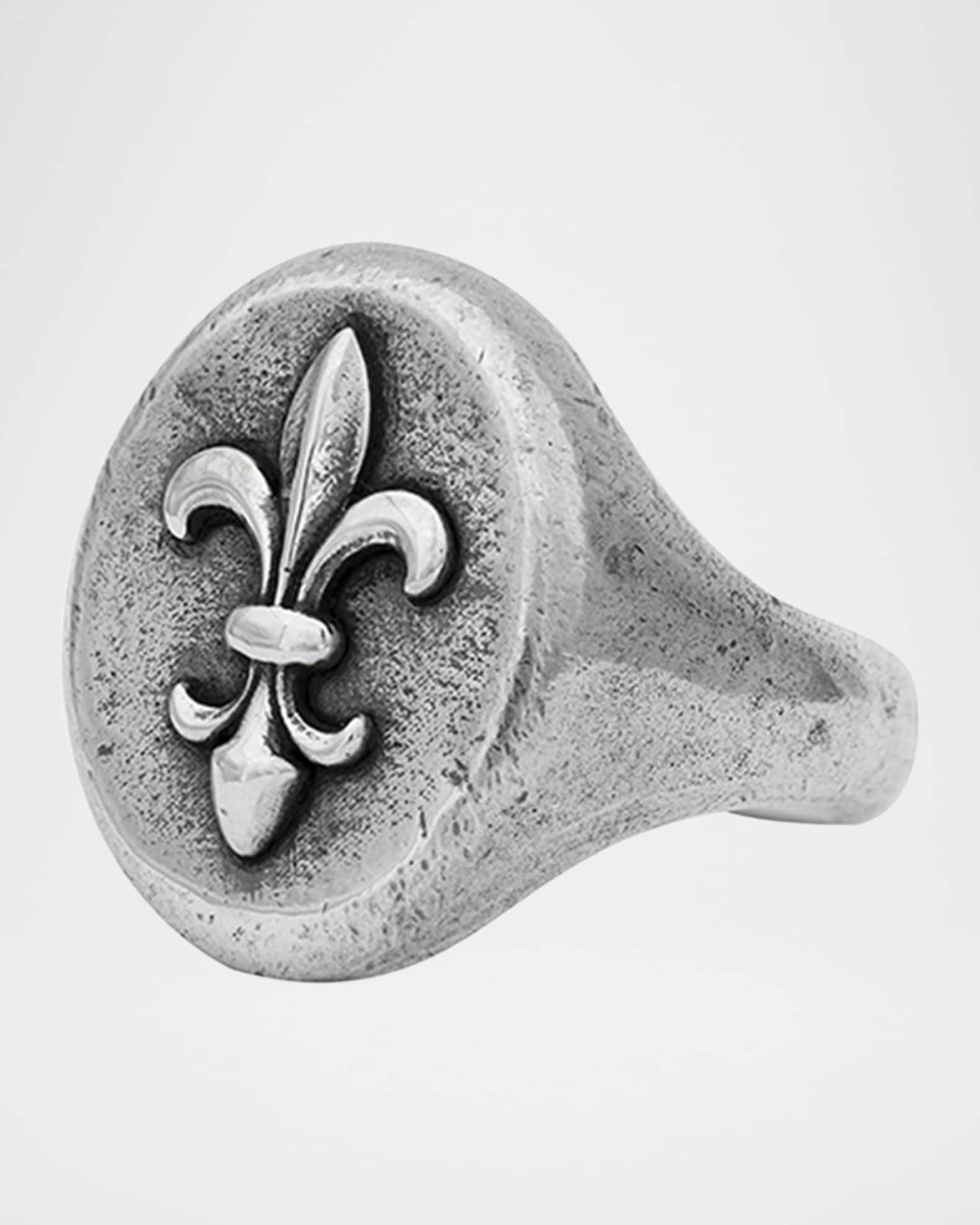 Men's Fleur De Lis Sterling Silver Signet Ring, Size 10 0